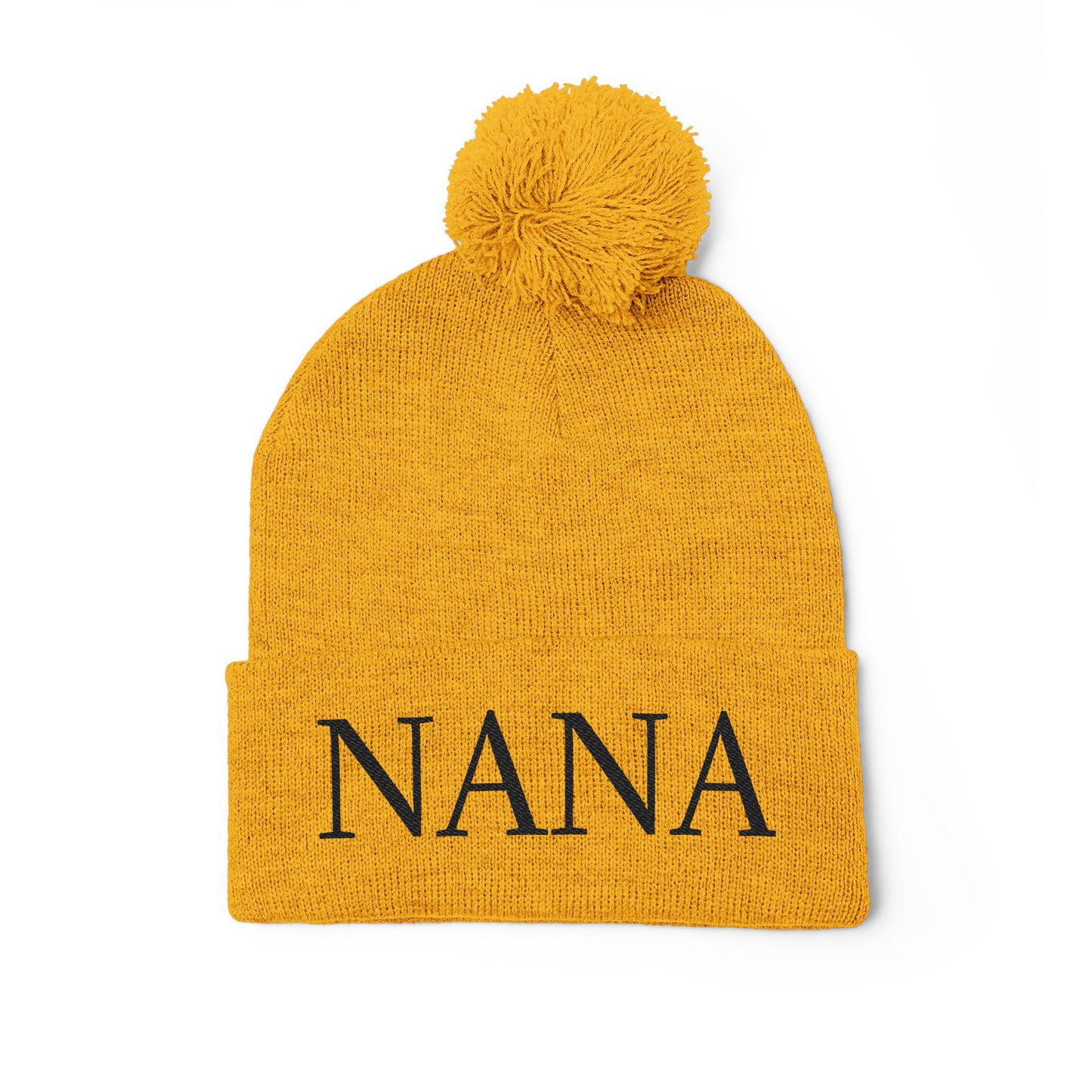 Nana Embroidered Pom-Pom Beanie – Cozy Knit Winter Hat, Ideal Grandma Gift