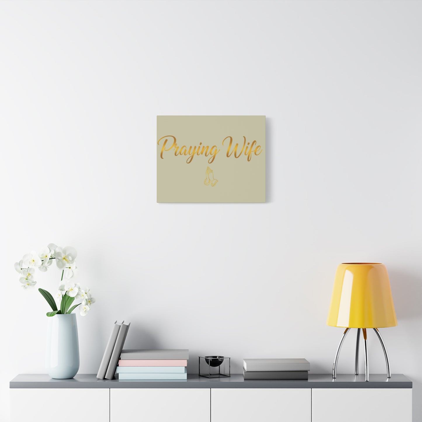 Praying Wife Canvas Wall Art – Gold Script Religious Home Decor