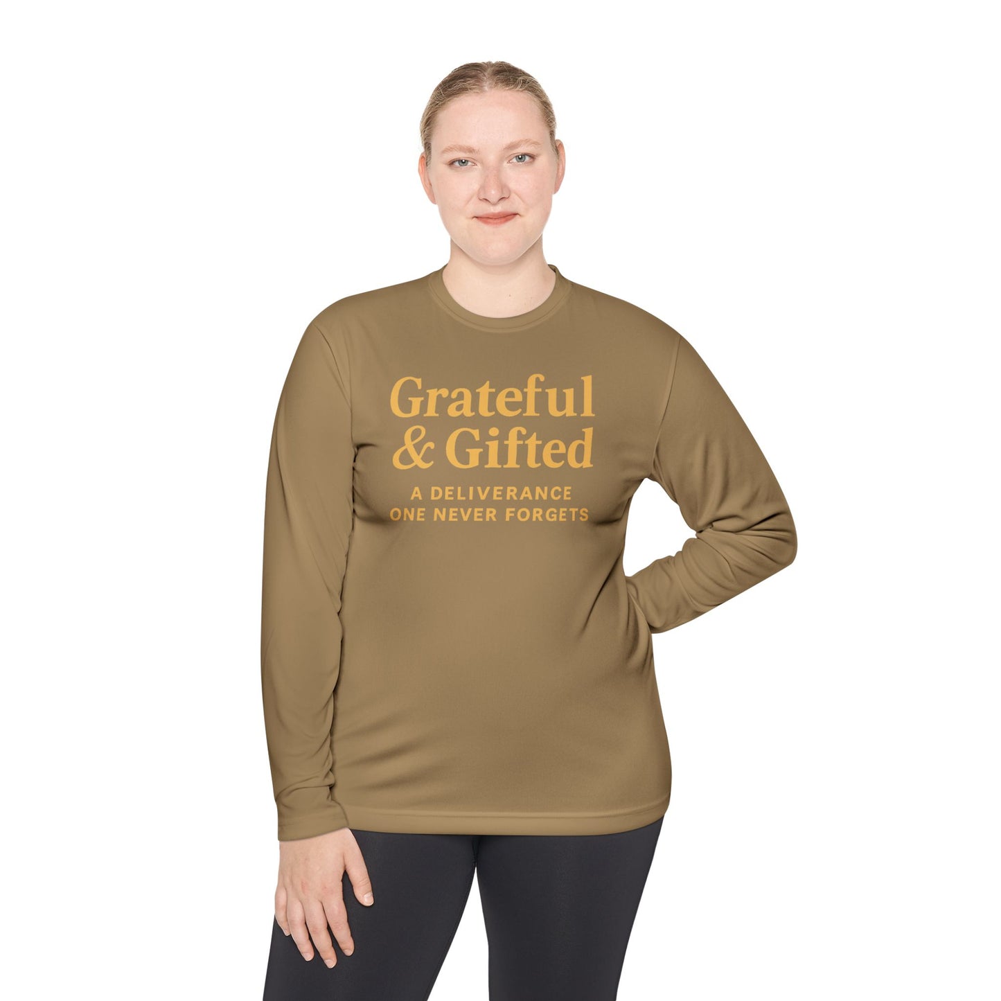 Grateful & Gifted Long Sleeve Tee | Inspirational Gift, Unisex Shirt, Perfect for Celebrations, Casual Wear, Thoughtful Present