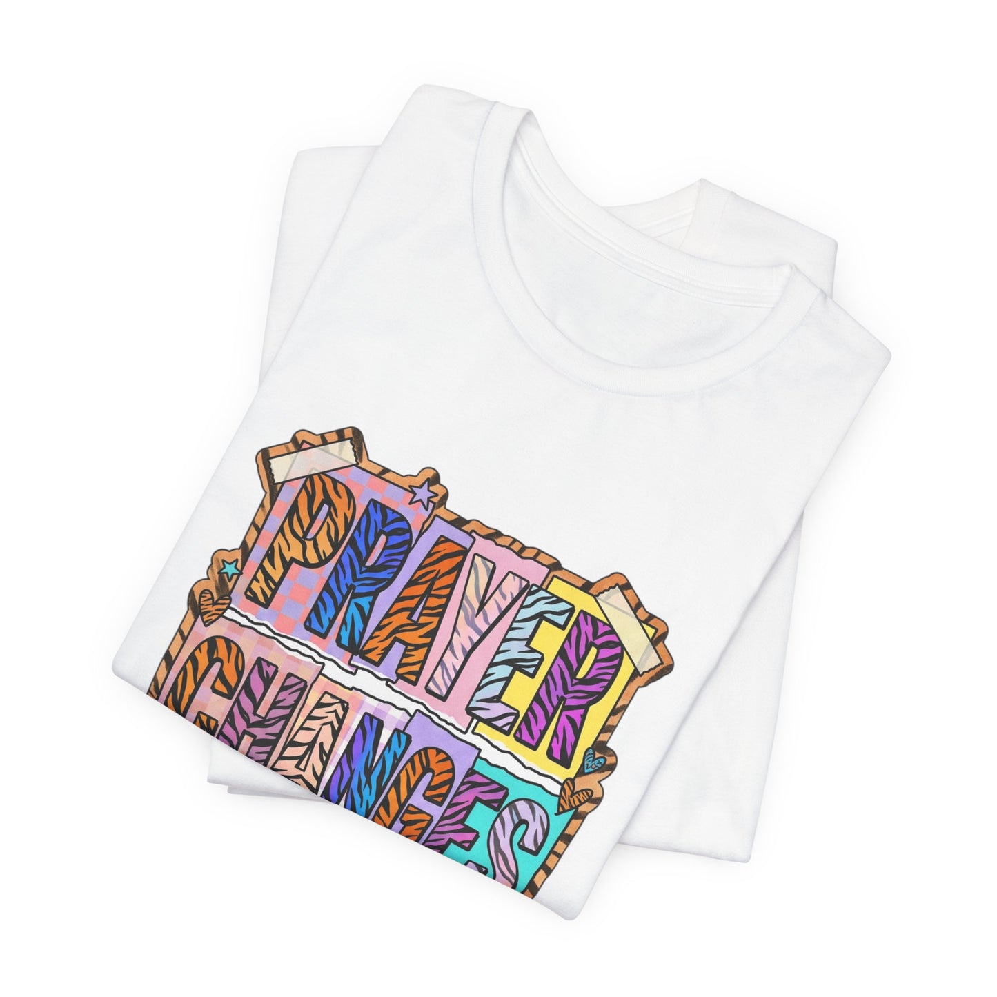 Prayer Changes Things Tee | Christian Rainbow Scripture, Playful Mixed-Font Faith Shirt