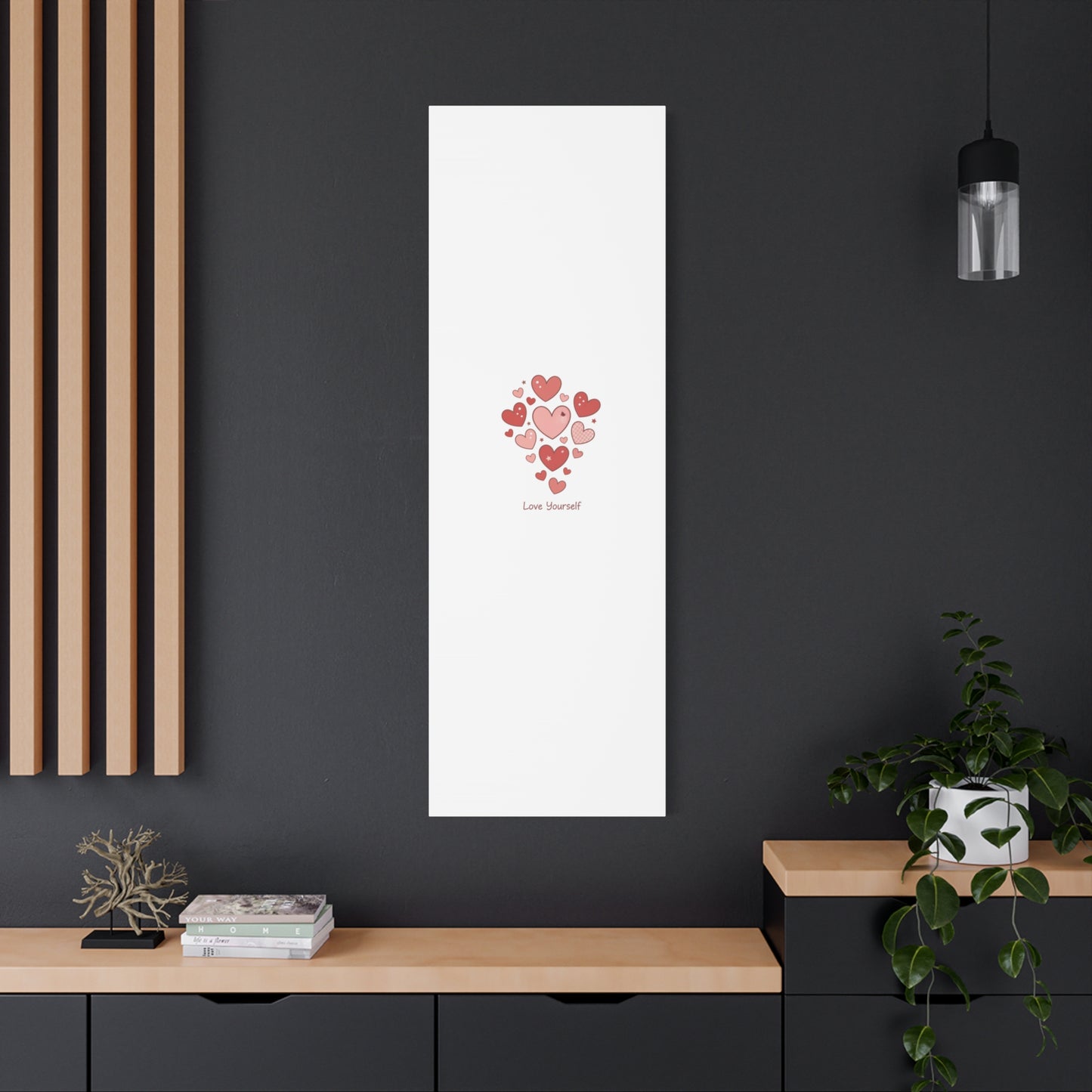 Love Yourself Canvas Wall Art — Watercolor Hearts Inspirational Home Decor
