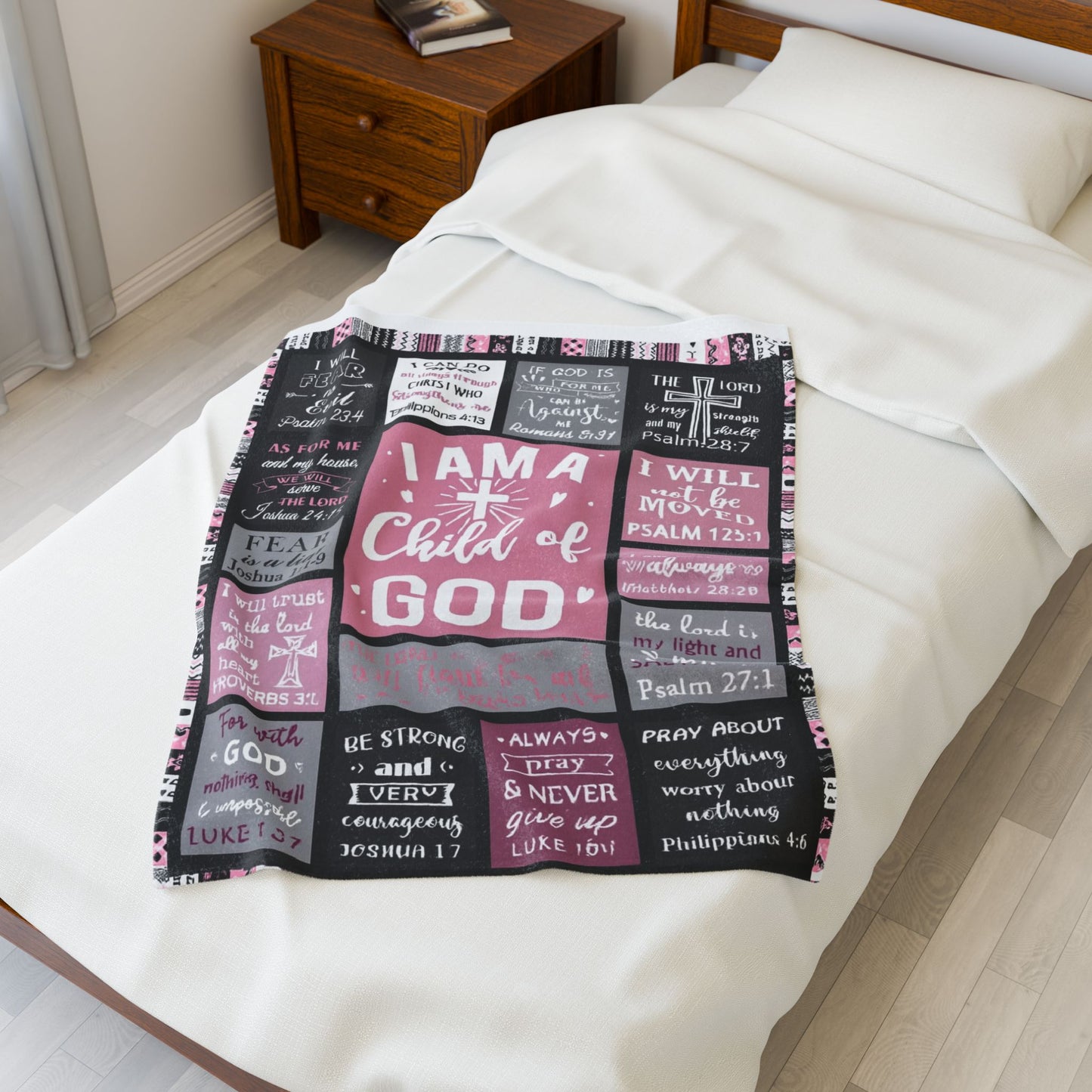 Child of God Velveteen Plush Blanket — Inspirational Christian Scripture Throw