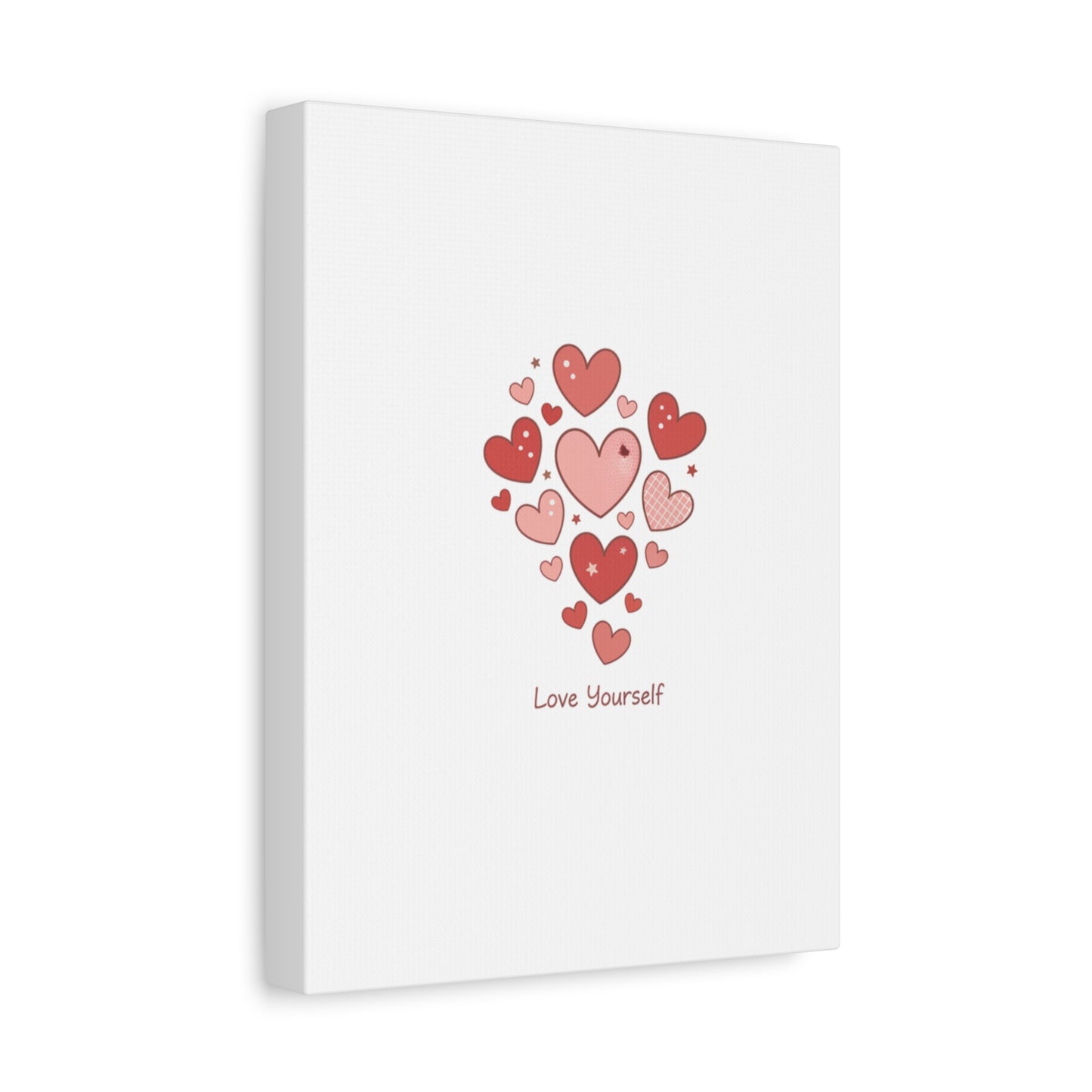 Love Yourself Canvas Wall Art — Watercolor Hearts Inspirational Home Decor