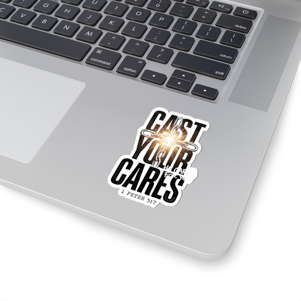 Cast Your Cares Sticker | Christian Streetwear, Scripture 1 Peter 5:7