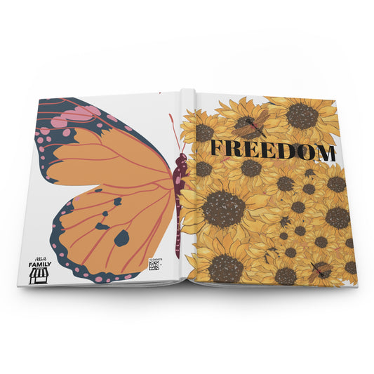 Floral Freedom Journal, Sunflower Notebook for Creativity, Butterfly Diary for Gifts, Inspirational Writing, Self-Care Planner