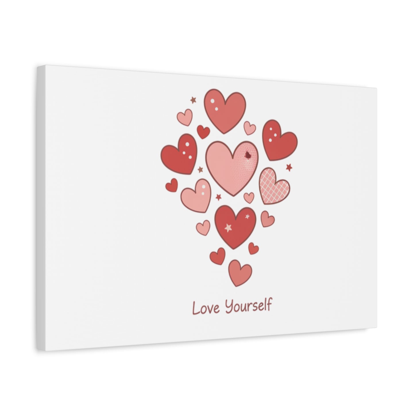 Love Yourself Canvas Wall Art — Watercolor Hearts Inspirational Home Decor