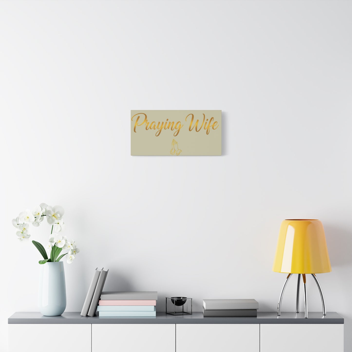 Praying Wife Canvas Wall Art – Gold Script Religious Home Decor