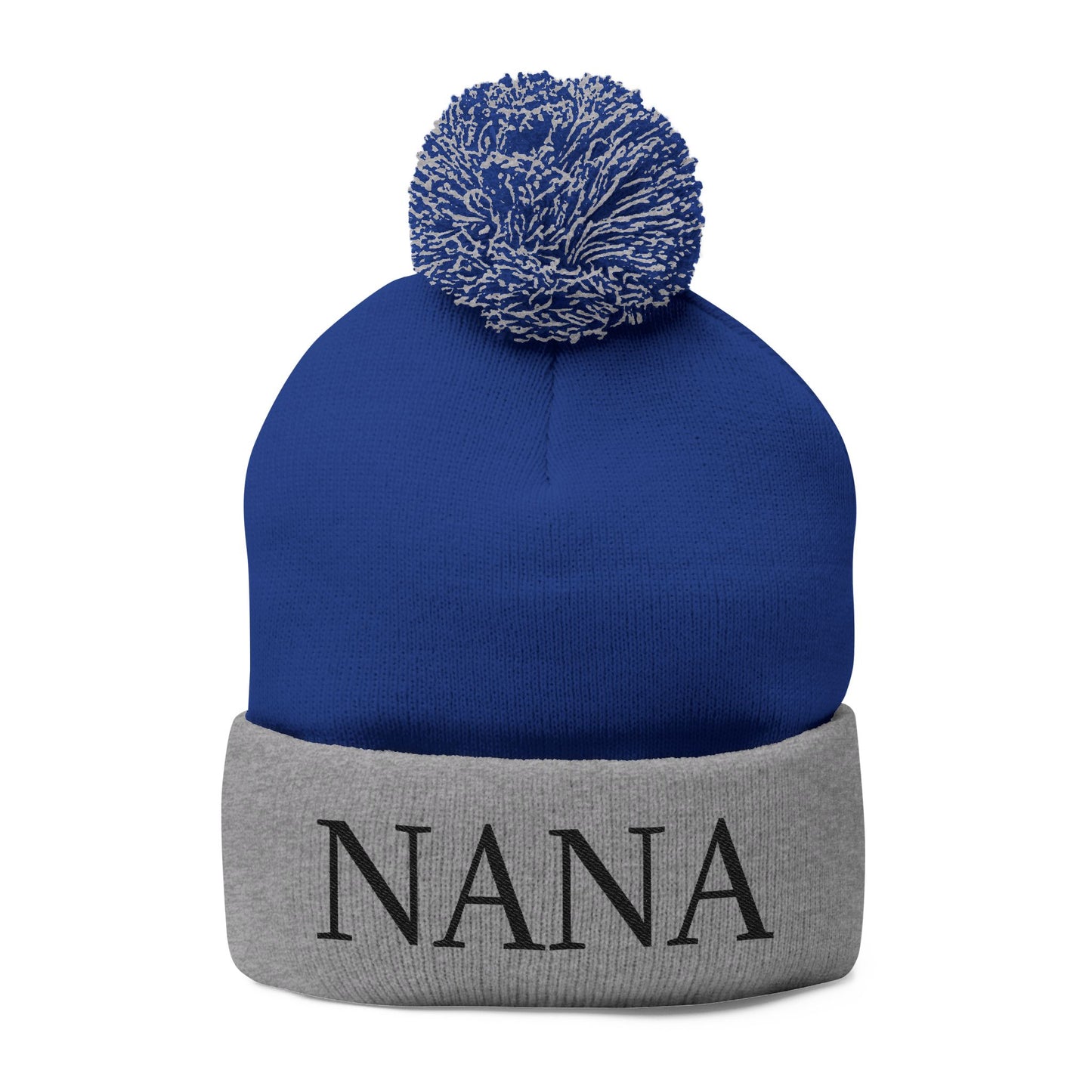 Nana Embroidered Pom-Pom Beanie – Cozy Knit Winter Hat, Ideal Grandma Gift
