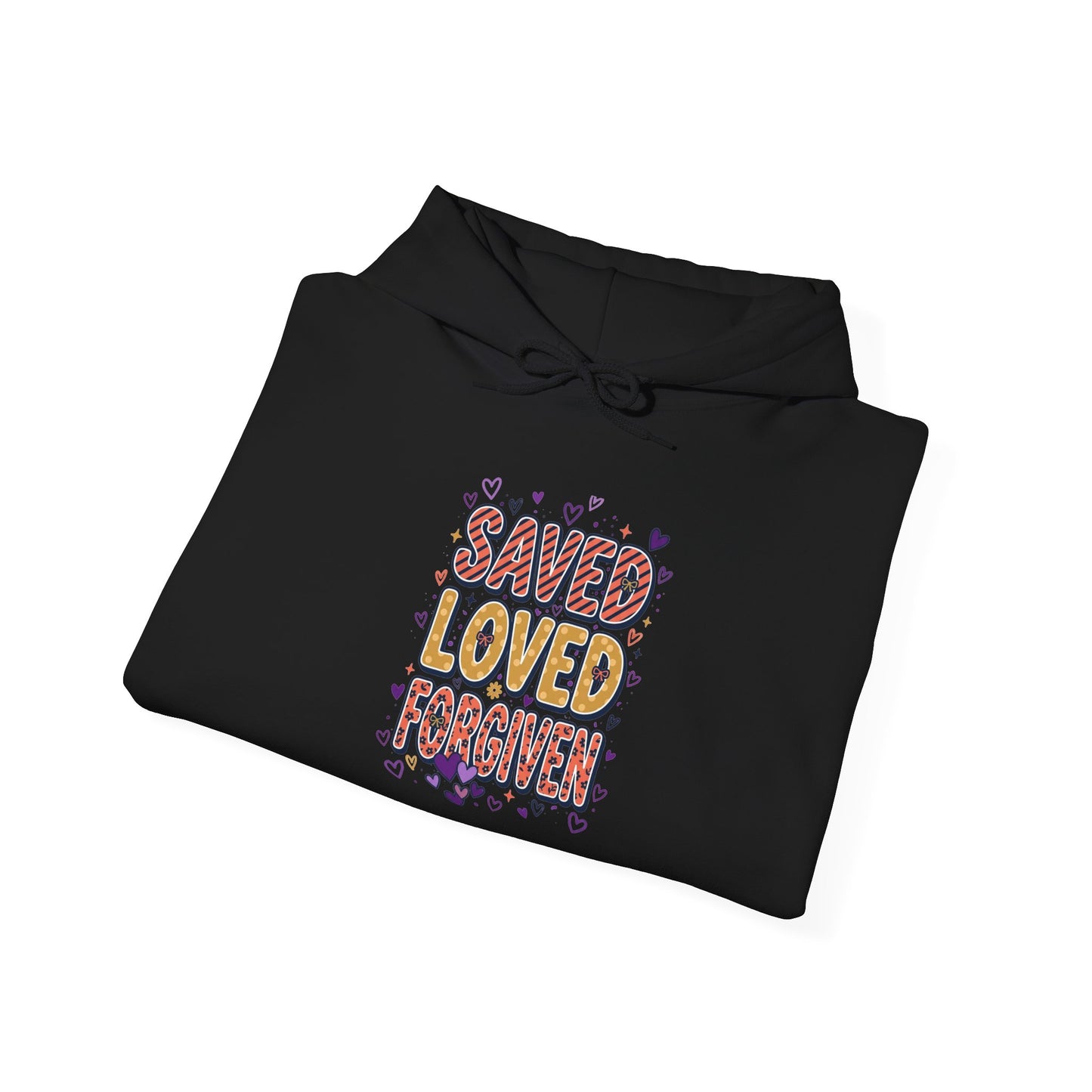 Saved Loved Praised hoodie | Christian rainbow scripture design