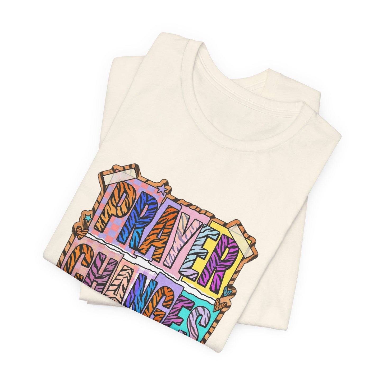 Prayer Changes Things Tee | Christian Rainbow Scripture, Playful Mixed-Font Faith Shirt