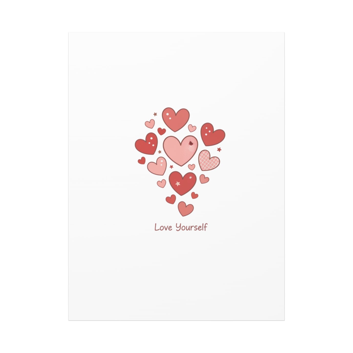 Love Yourself Canvas Wall Art — Watercolor Hearts Inspirational Home Decor