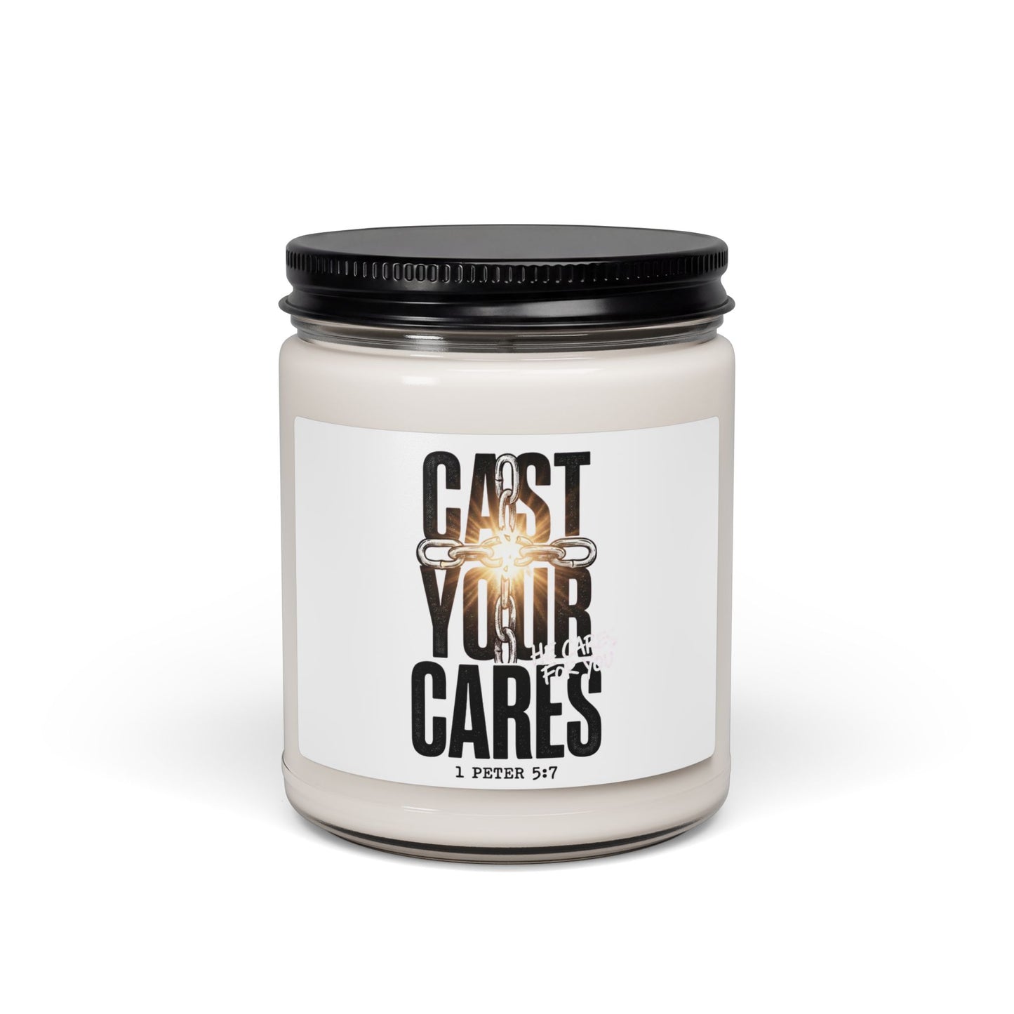 Cast Your Cares Candle | Soy Jar Candle, Christian Streetwear Typography