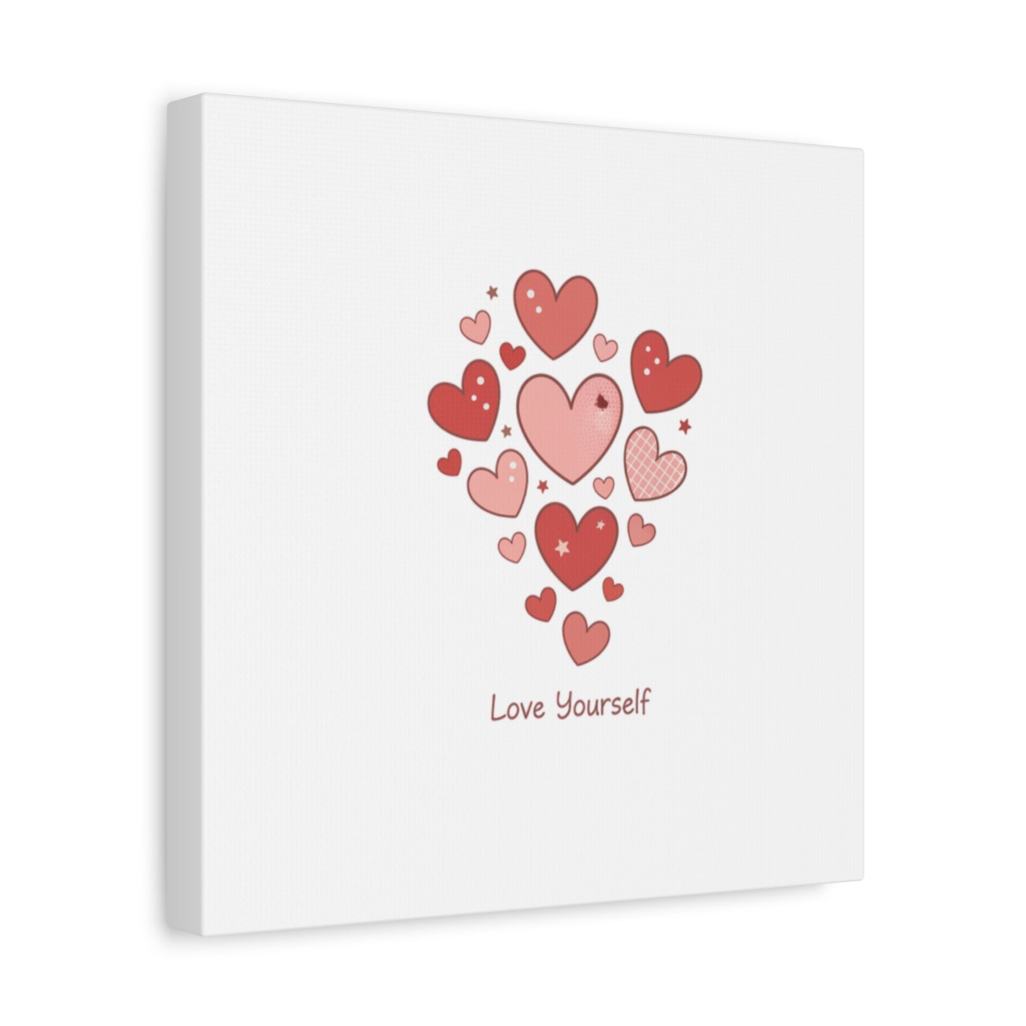 Love Yourself Canvas Wall Art — Watercolor Hearts Inspirational Home Decor