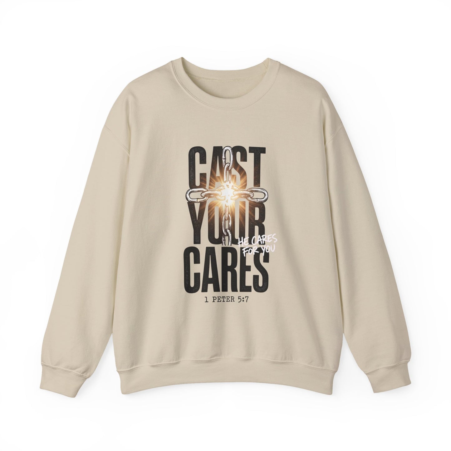 Cast Your Cares Sweatshirt | Christian Streetwear, Scripture 1 Peter 5:7