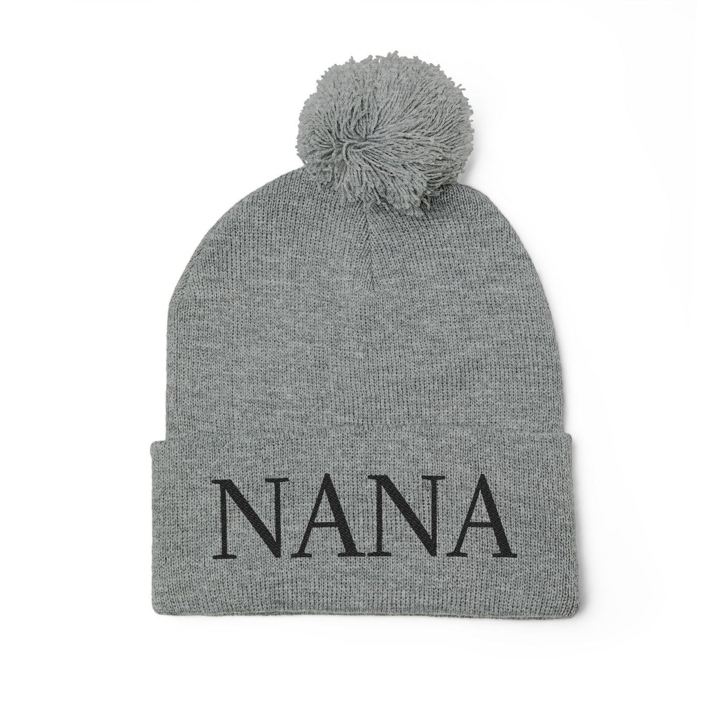 Nana Embroidered Pom-Pom Beanie – Cozy Knit Winter Hat, Ideal Grandma Gift