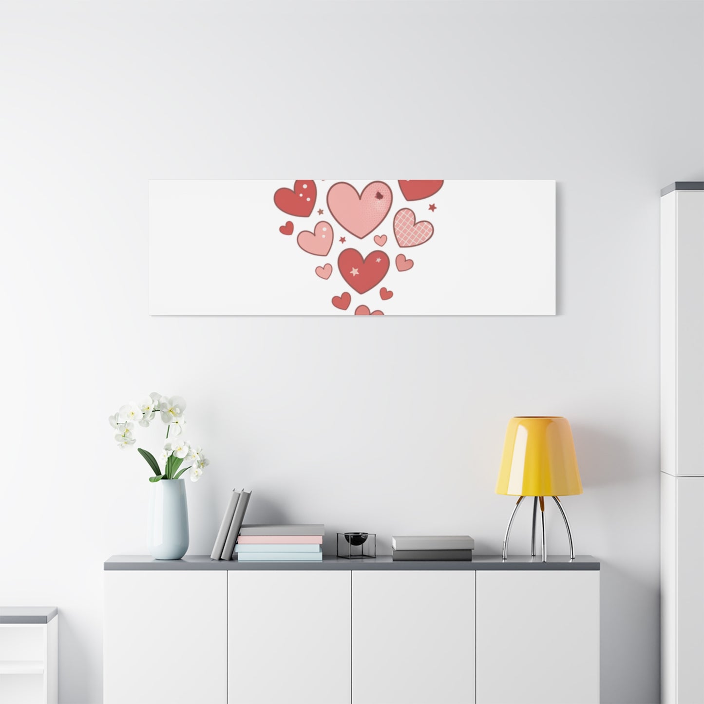 Love Yourself Canvas Wall Art — Watercolor Hearts Inspirational Home Decor