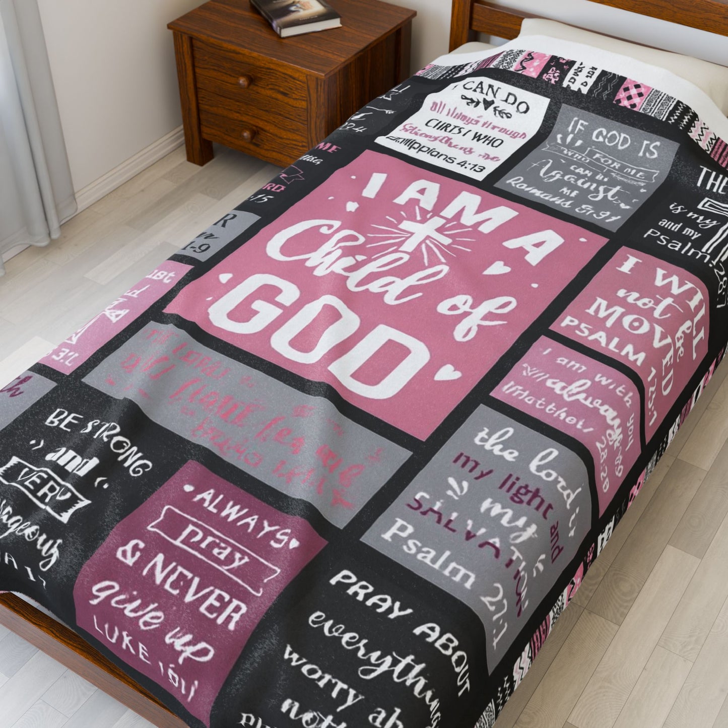 Child of God Velveteen Plush Blanket — Inspirational Christian Scripture Throw