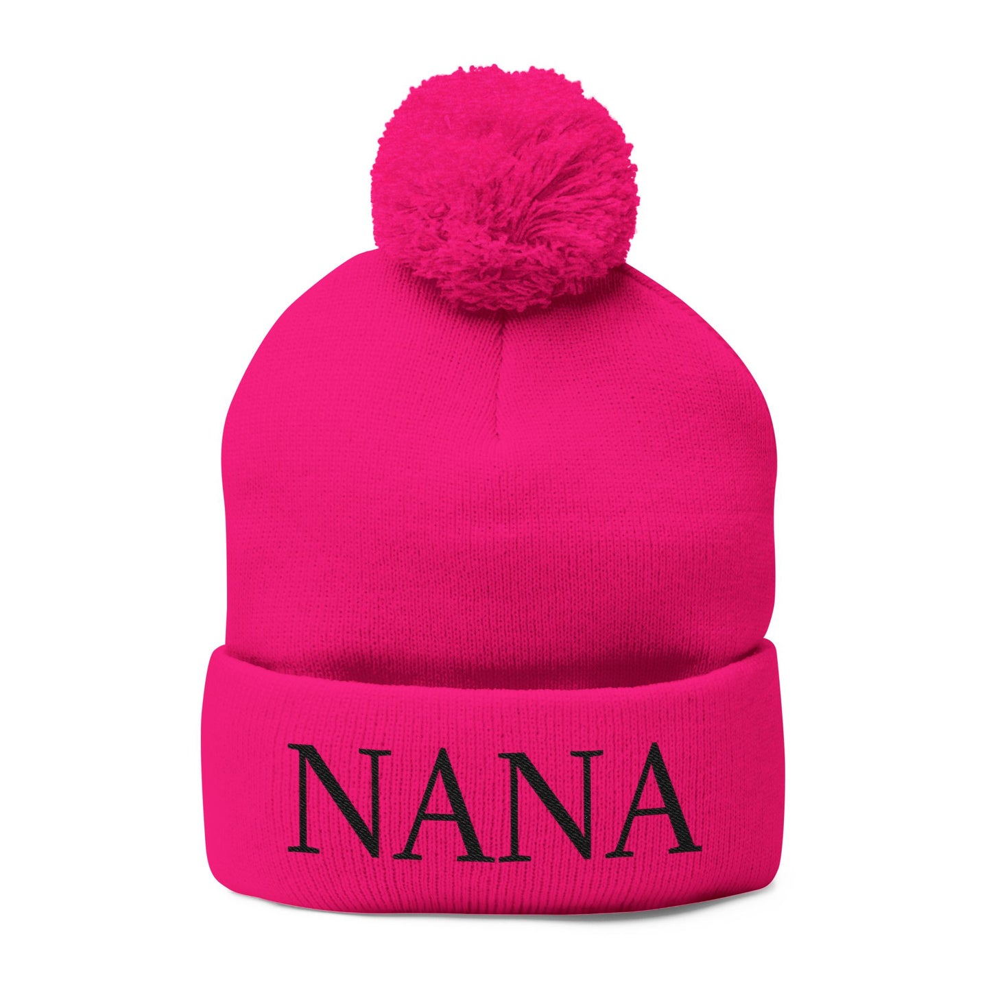 Nana Embroidered Pom-Pom Beanie – Cozy Knit Winter Hat, Ideal Grandma Gift