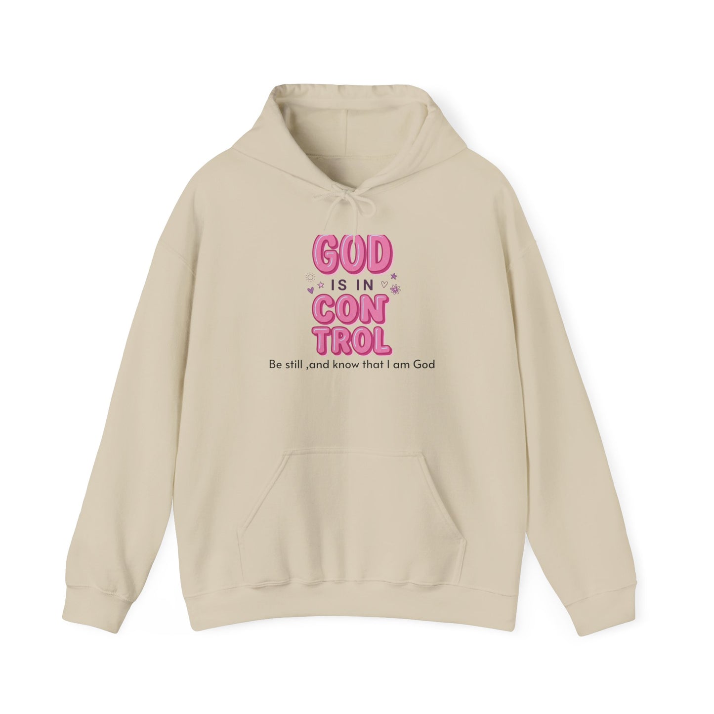 God Is in Control Hoodie | Christian Rainbow Script, Playful Faith Apparel