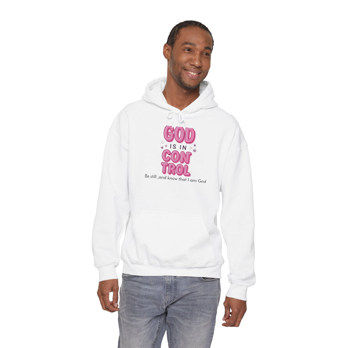 God Is in Control Hoodie | Christian Rainbow Script, Playful Faith Apparel