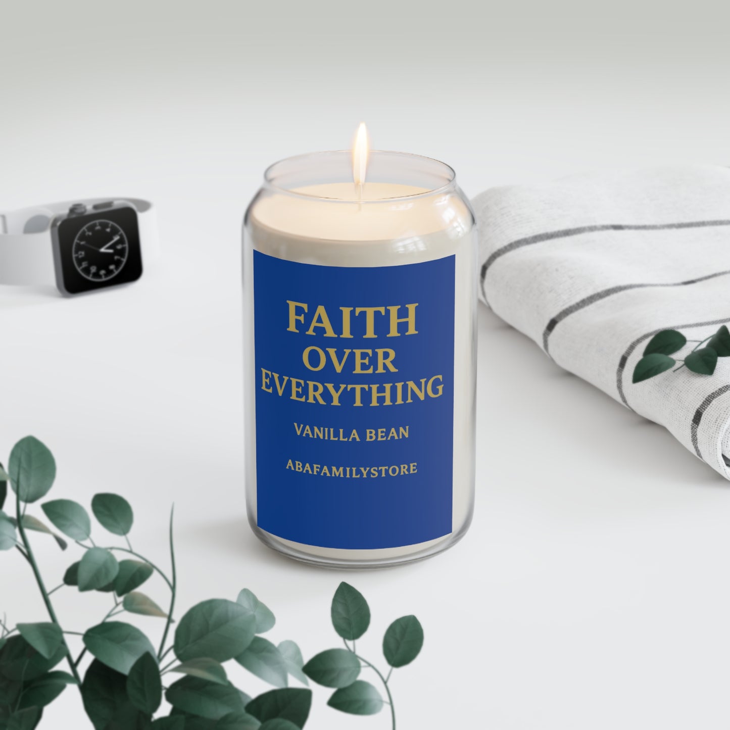 Faith Over Everything Vanilla Bean Soy Candle — 13.75oz Inspirational Scented Candle