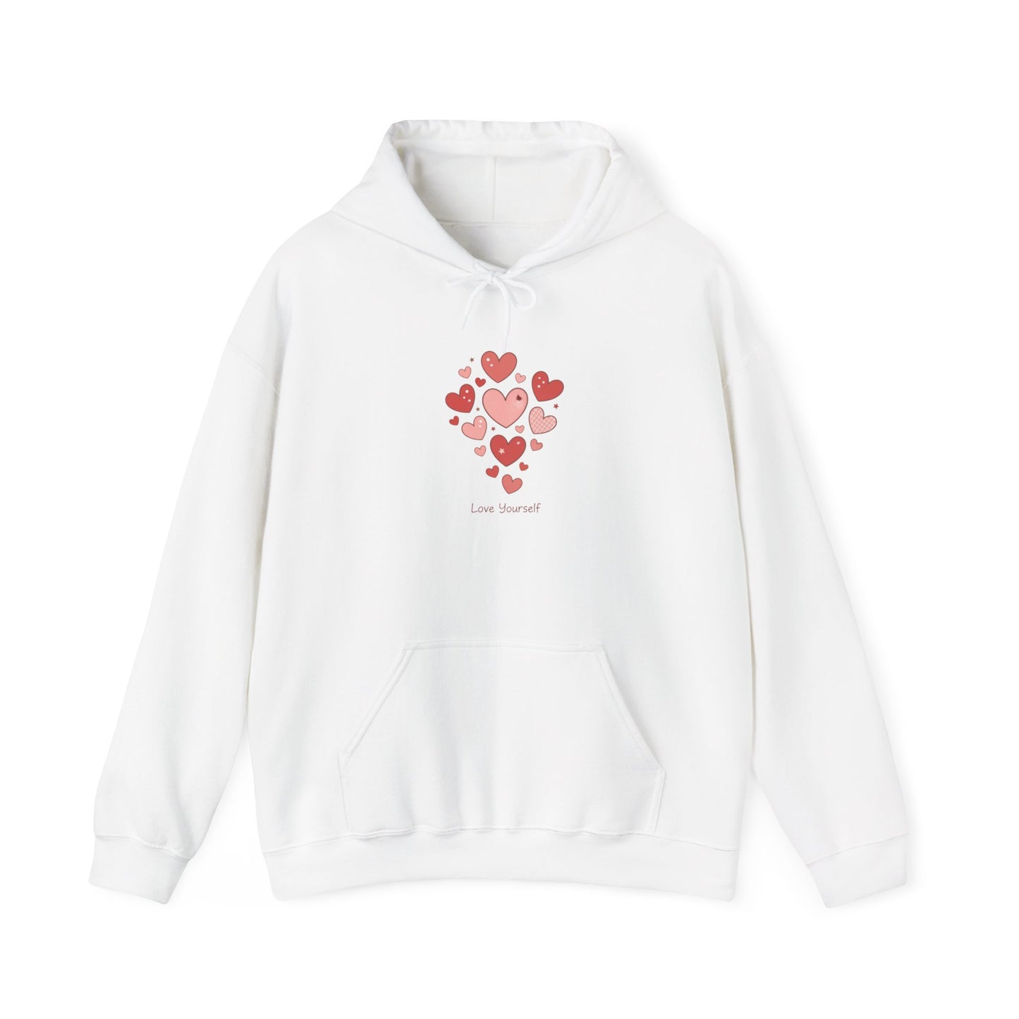 Love Yourself Watercolor Hearts Hoodie — Inspirational Self-Love Sweatshirt