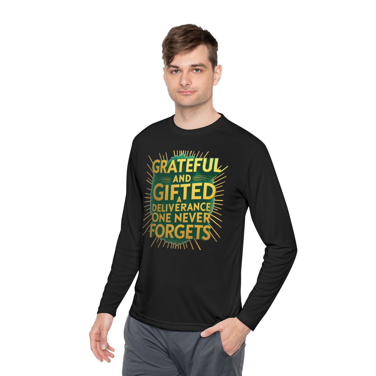 Grateful & Gifted Long Sleeve Tee | Inspirational Gift, Unisex Shirt, Perfect for Celebrations, Casual Wear, Thoughtful Present