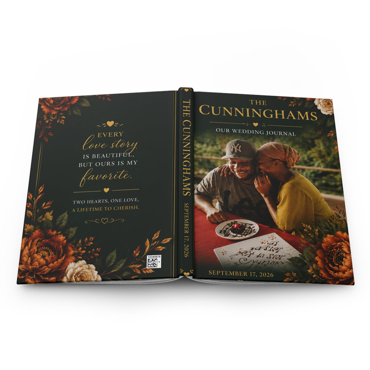 Wedding Photo Hardcover Journal — "The Cunninghams: Our Wedding Journal" (Personalized Date)