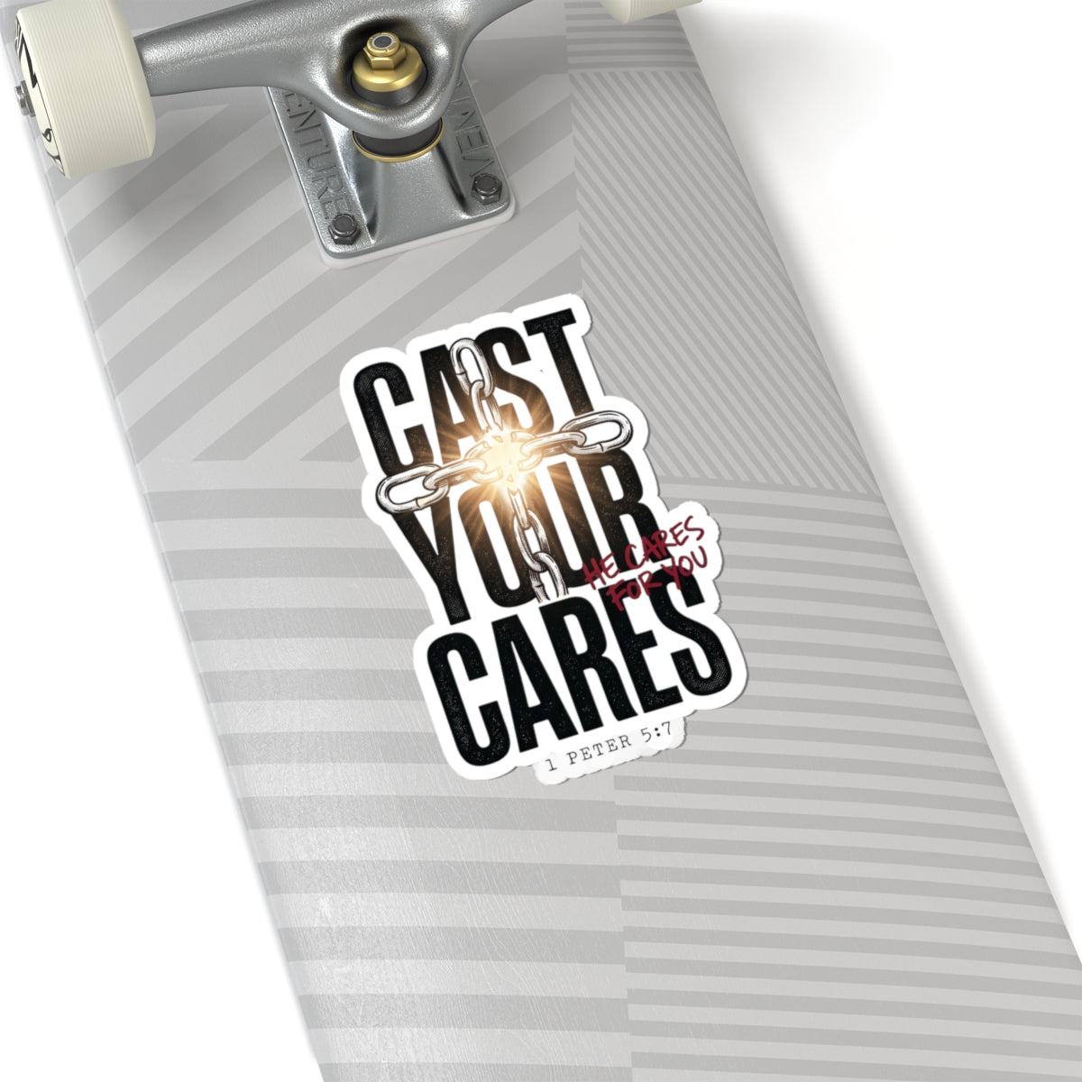 Cast Your Cares Sticker | Christian Streetwear, Scripture 1 Peter 5:7