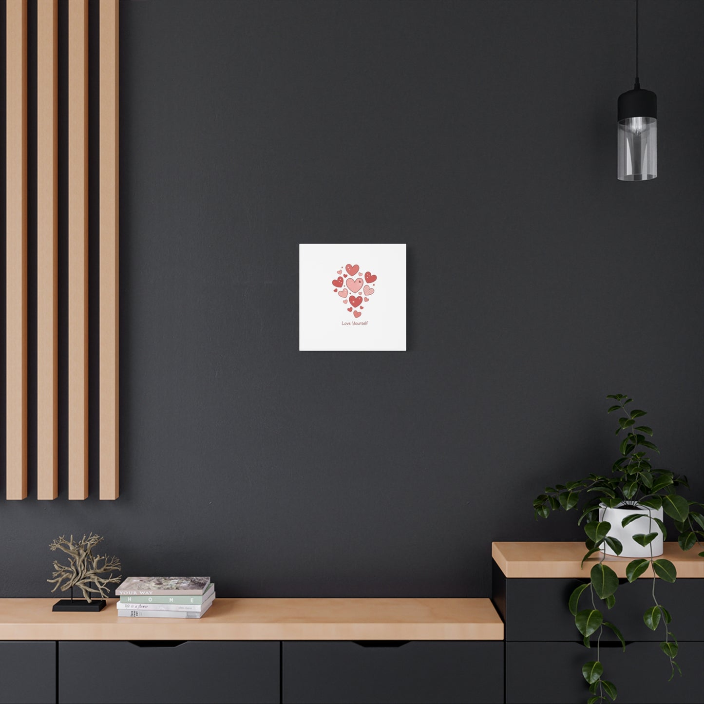 Love Yourself Canvas Wall Art — Watercolor Hearts Inspirational Home Decor