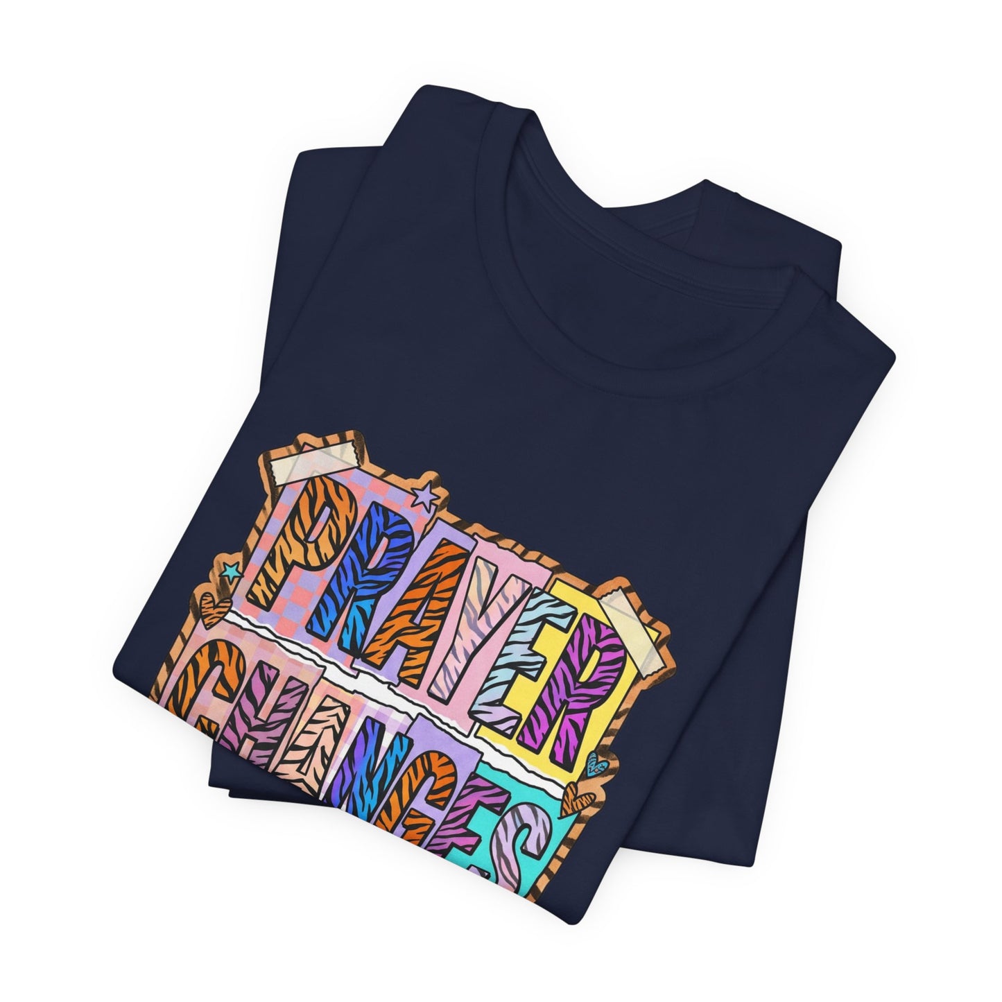 Prayer Changes Things Tee | Christian Rainbow Scripture, Playful Mixed-Font Faith Shirt