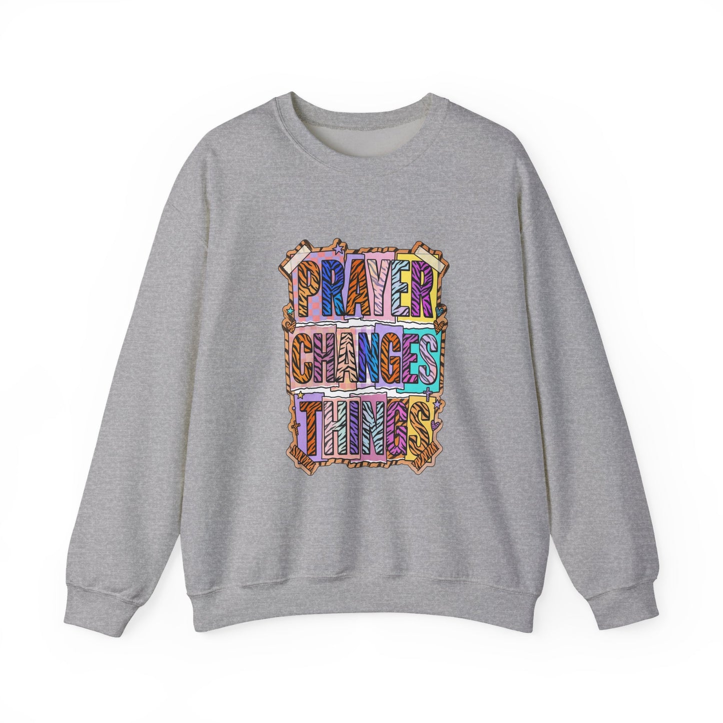 Prayer Changes Things Sweatshirt | Christian rainbow scripture, mixed-font faith