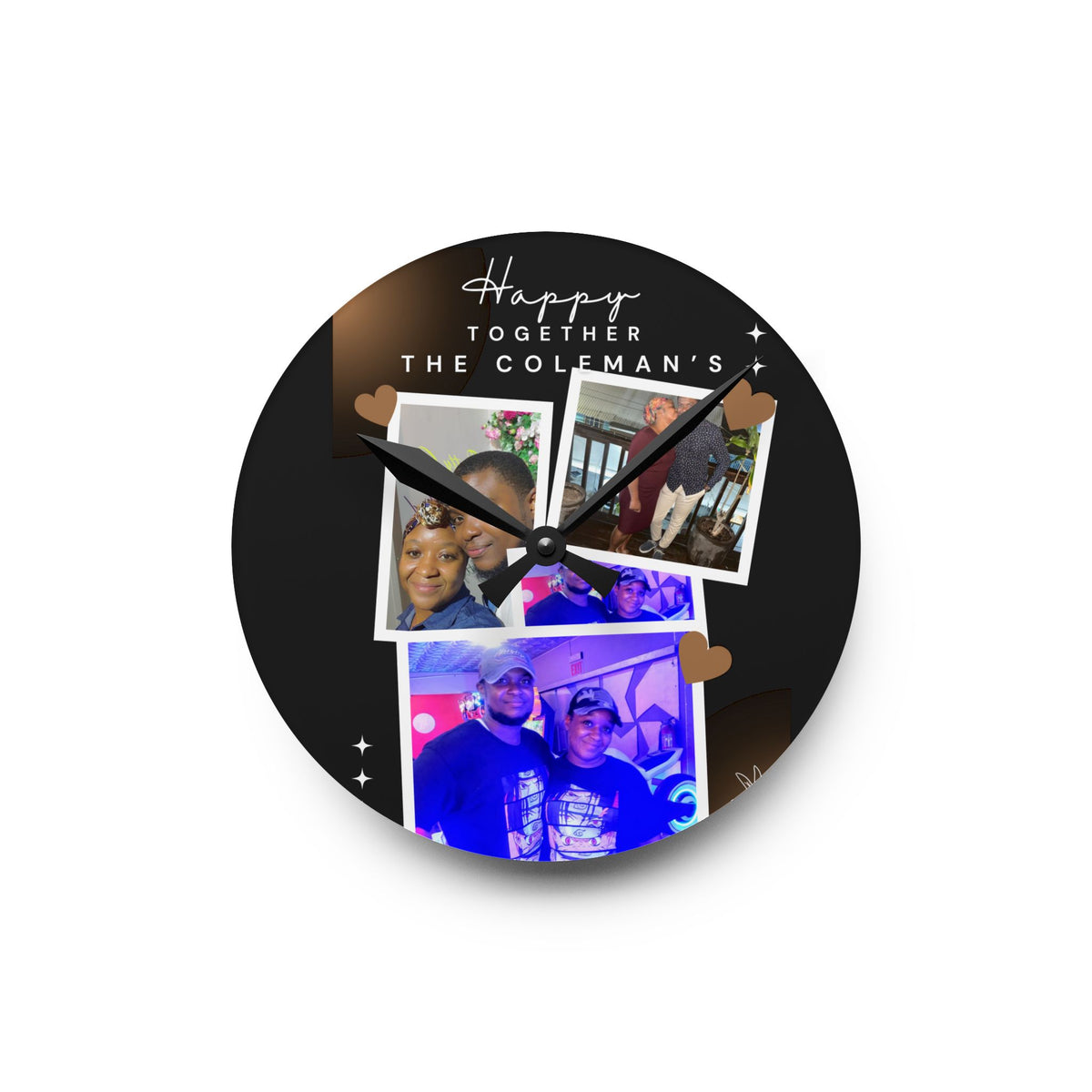 Acrylic Wall Clock — Personalized Photo Collage "Happy Together" Family Clock