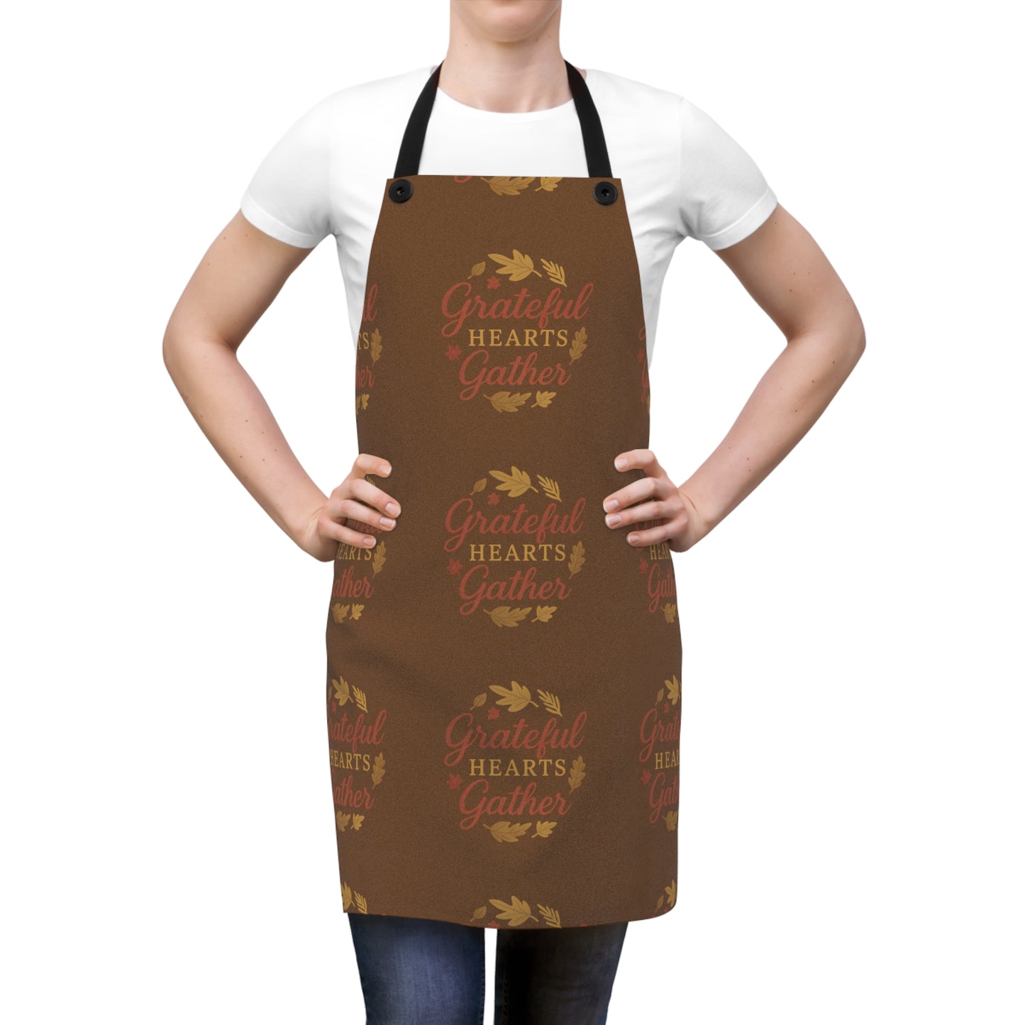 Thanksgiving Apron - "Grateful Hearts Gather" All Over Print
