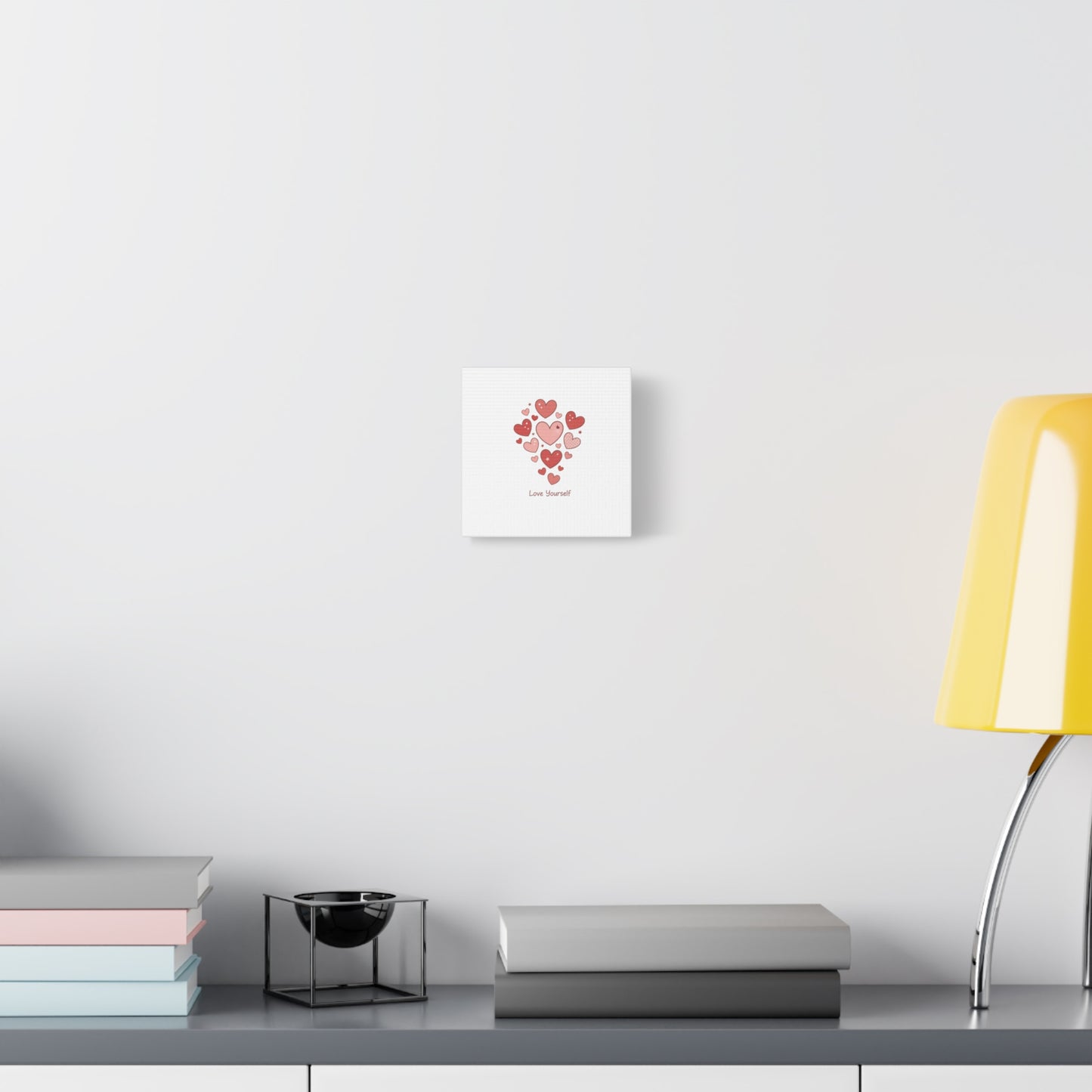 Love Yourself Canvas Wall Art — Watercolor Hearts Inspirational Home Decor
