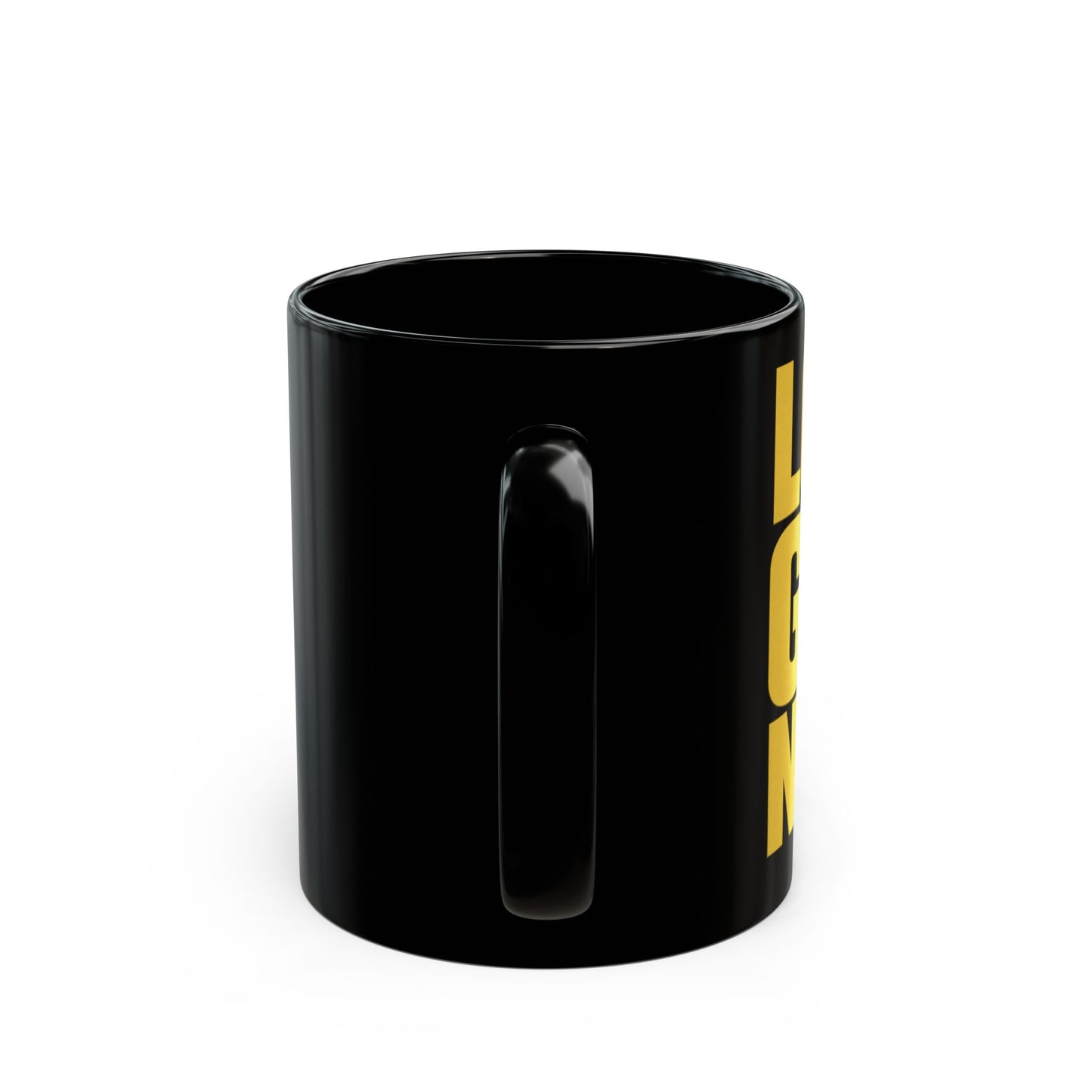 Love God Nuff Yellow Type Mug — Bold Black Coffee Mug (11oz & 15oz)