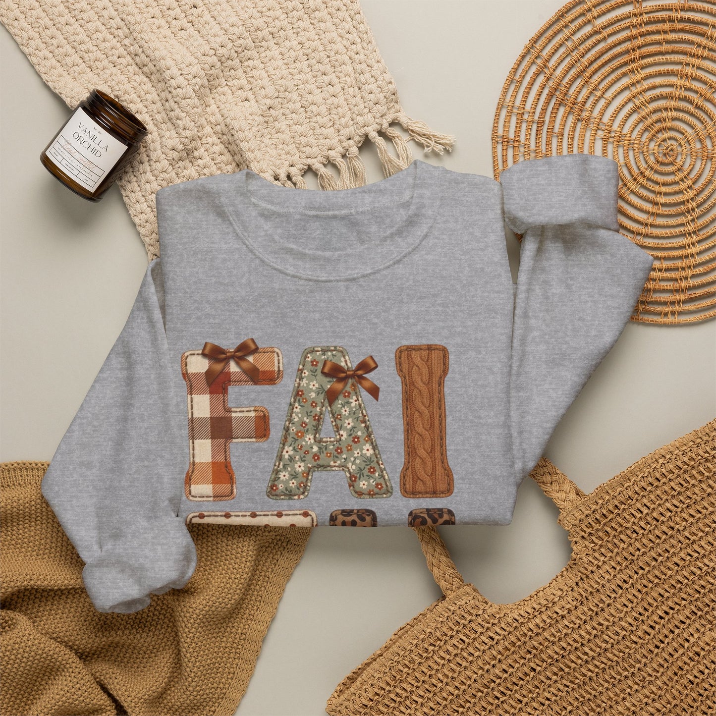 Faith Fall Crewneck Sweatshirt | Christian Autumn, Leaves & Plaid