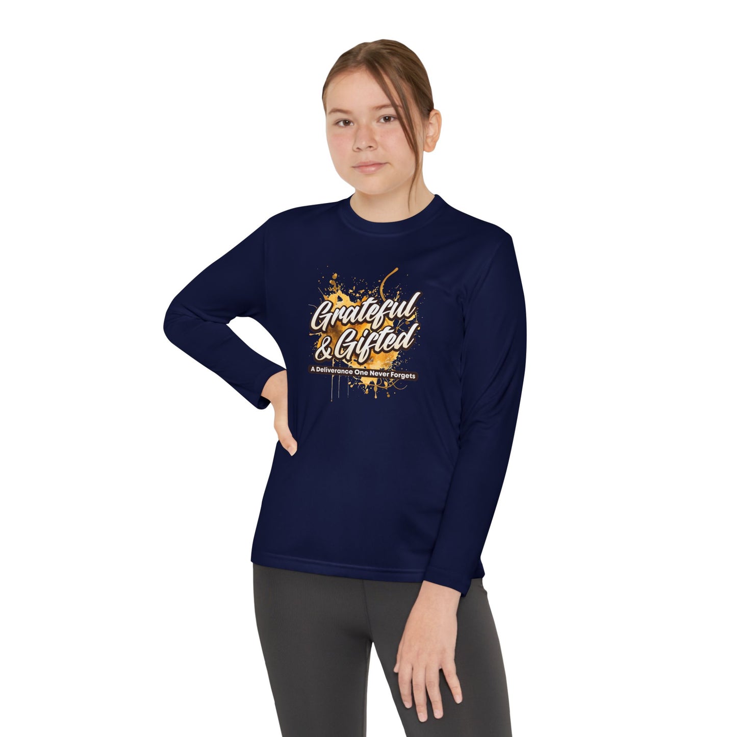 Youth Long Sleeve Tee — "Grateful & Gifted" Inspirational Kids Shirt