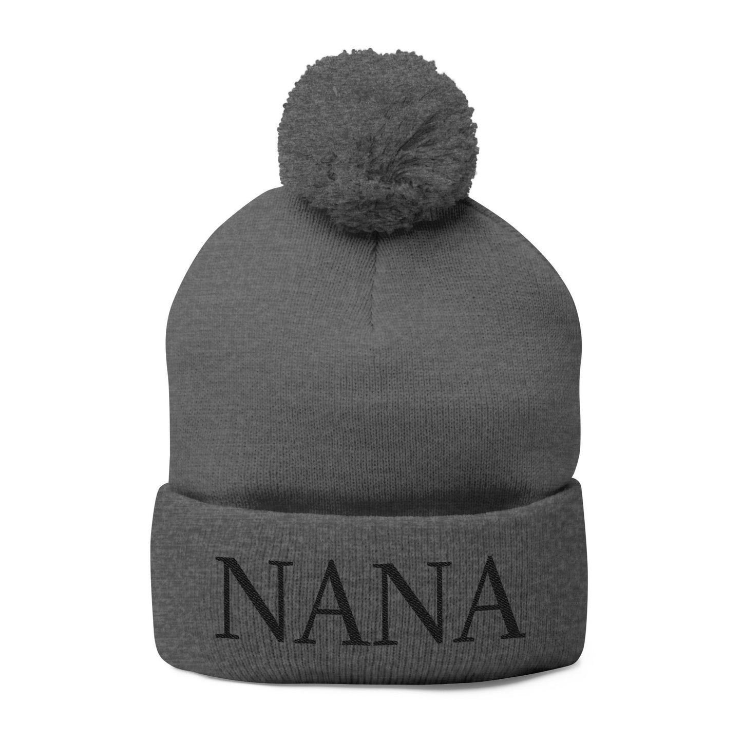 Nana Embroidered Pom-Pom Beanie – Cozy Knit Winter Hat, Ideal Grandma Gift