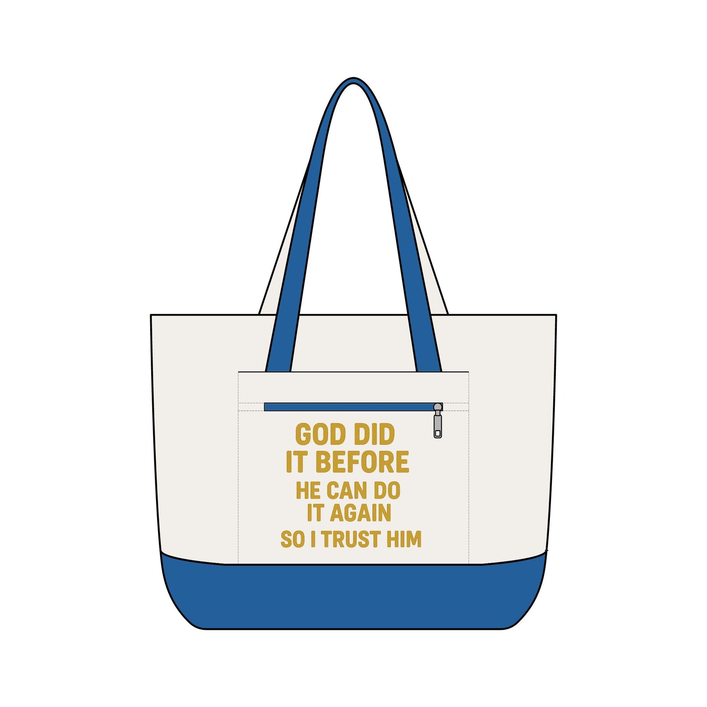 God Did It Before Zippered Canvas Tote — Faith Inspirational Tote Bag