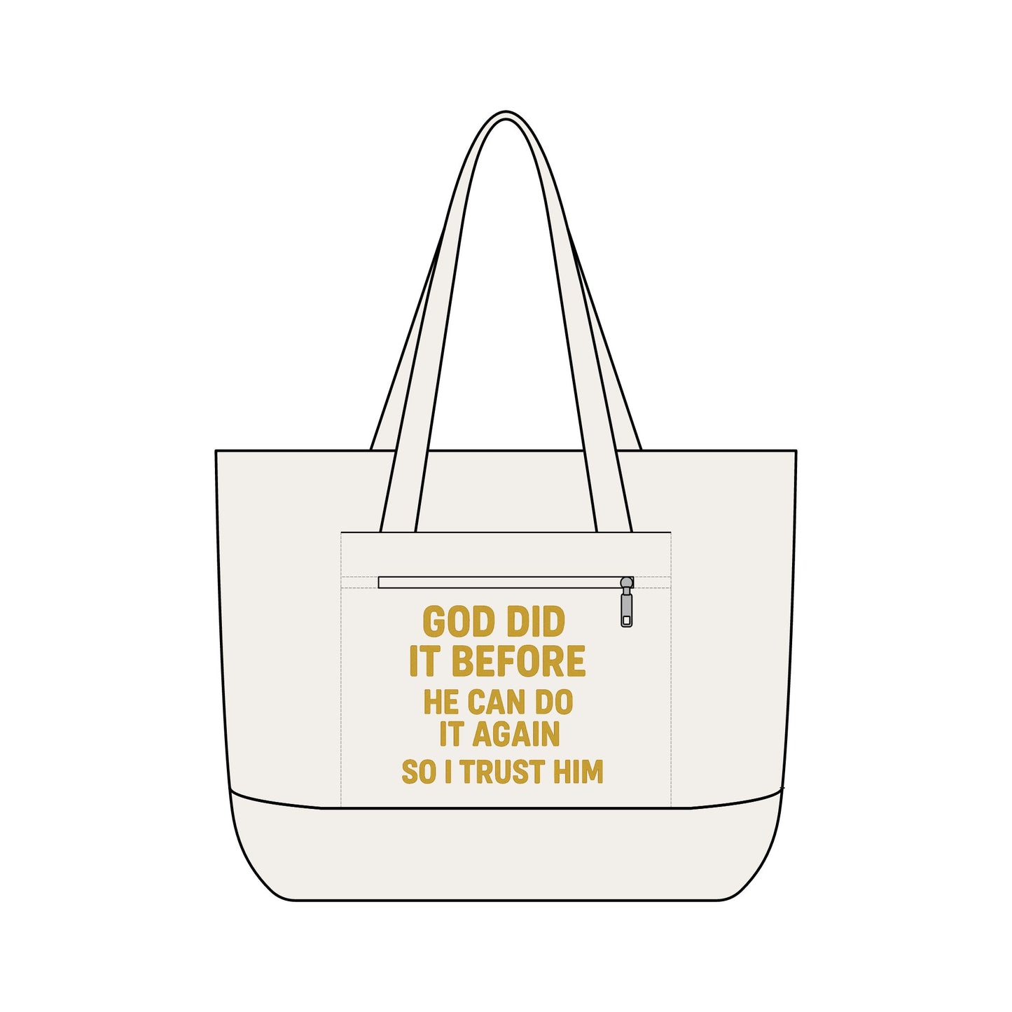 God Did It Before Zippered Canvas Tote — Faith Inspirational Tote Bag