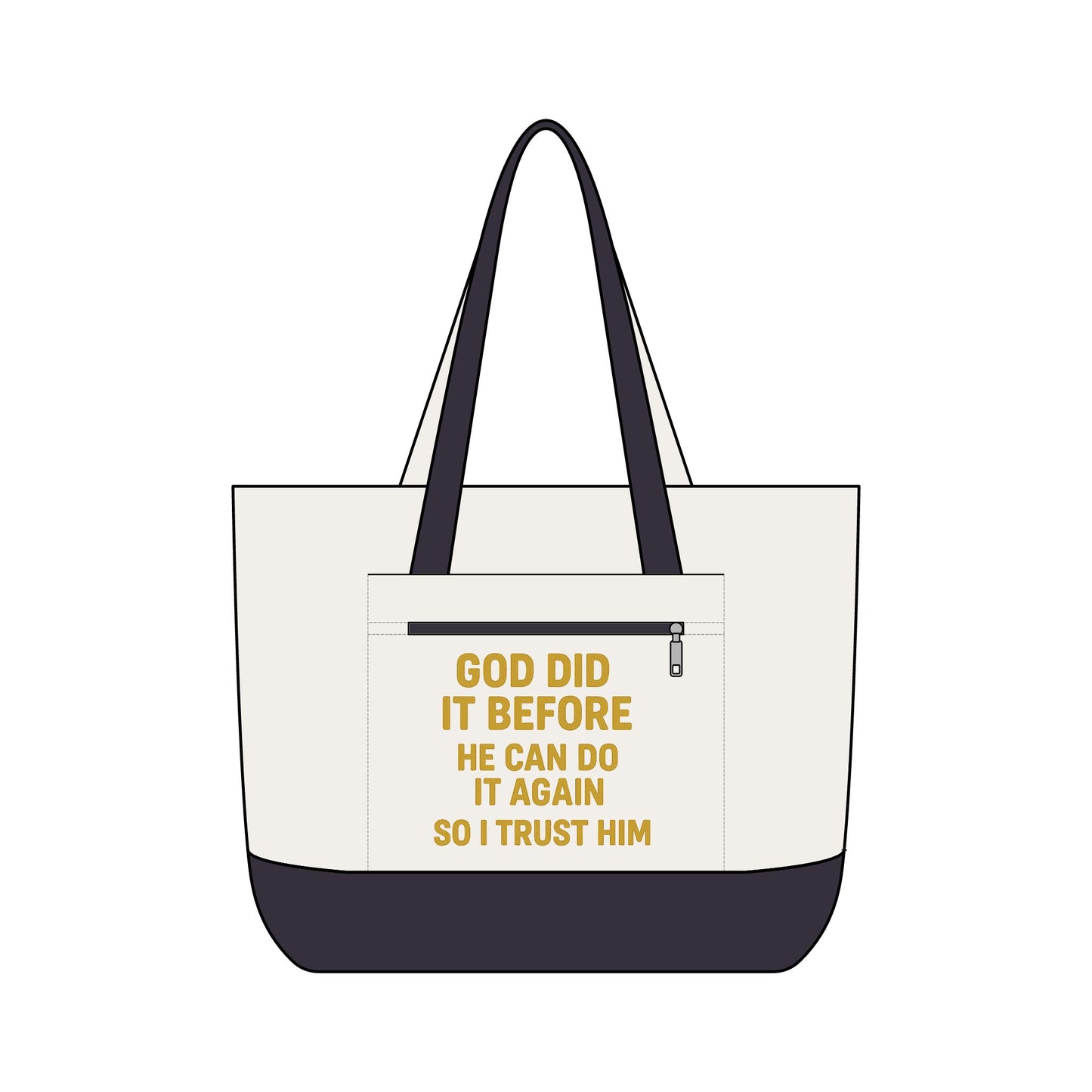 God Did It Before Zippered Canvas Tote — Faith Inspirational Tote Bag