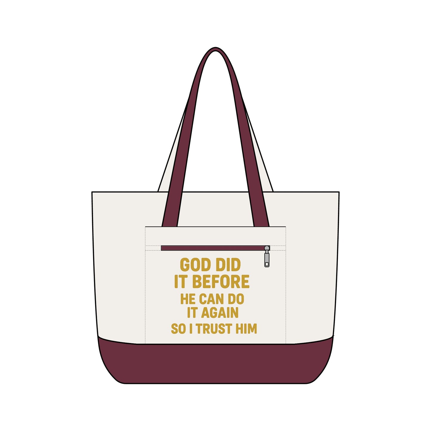 God Did It Before Zippered Canvas Tote — Faith Inspirational Tote Bag