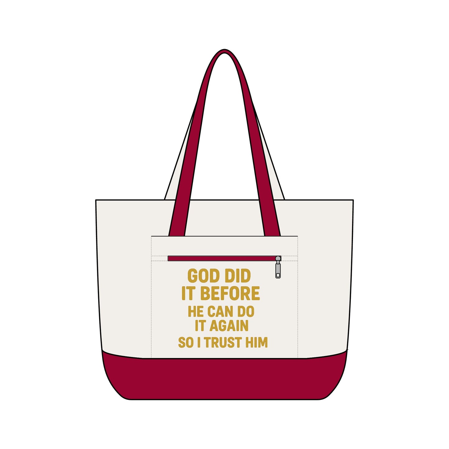 God Did It Before Zippered Canvas Tote — Faith Inspirational Tote Bag