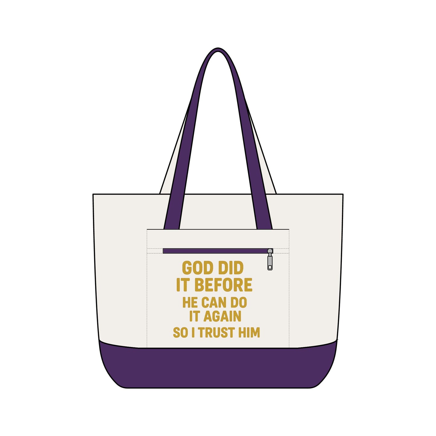 God Did It Before Zippered Canvas Tote — Faith Inspirational Tote Bag