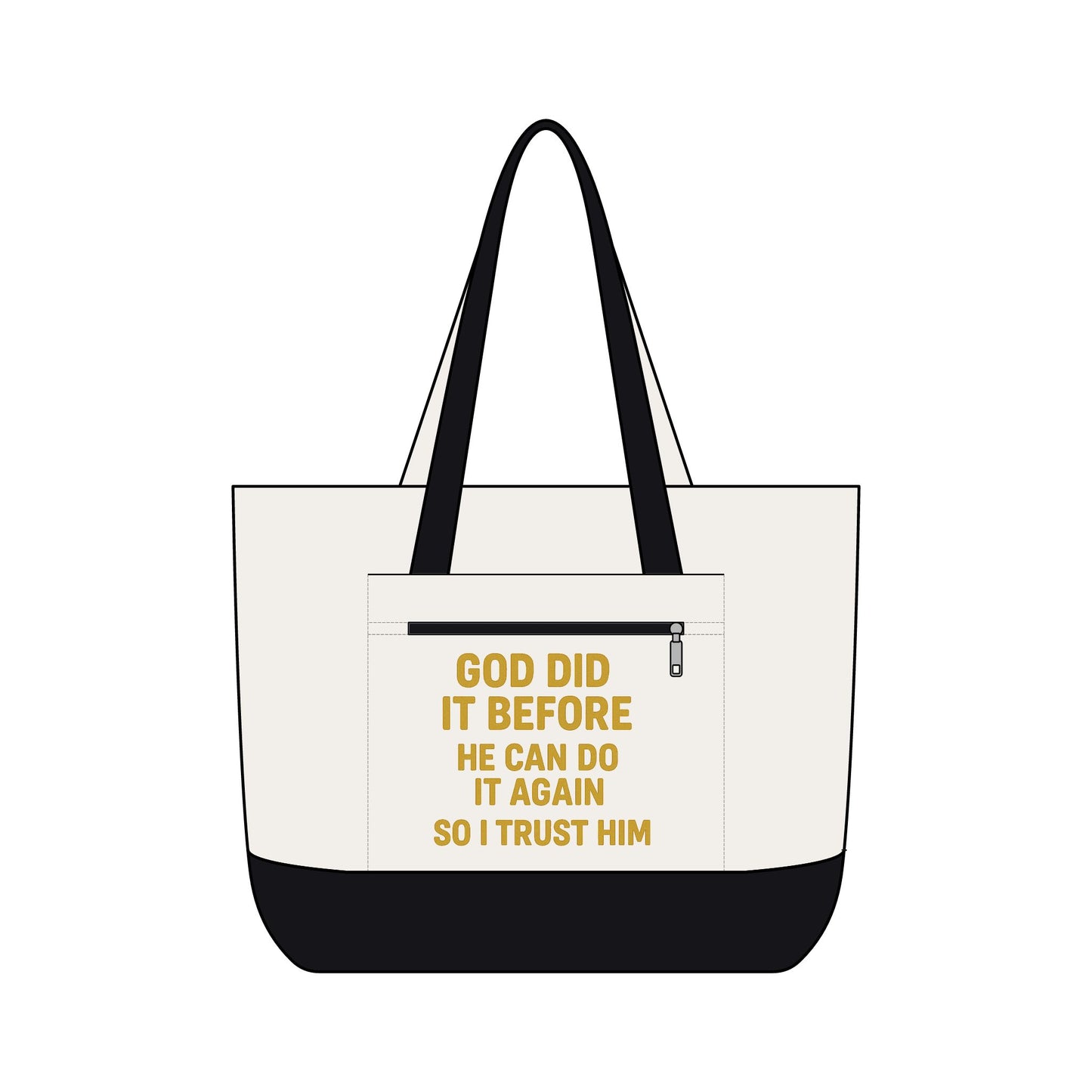 God Did It Before Zippered Canvas Tote — Faith Inspirational Tote Bag