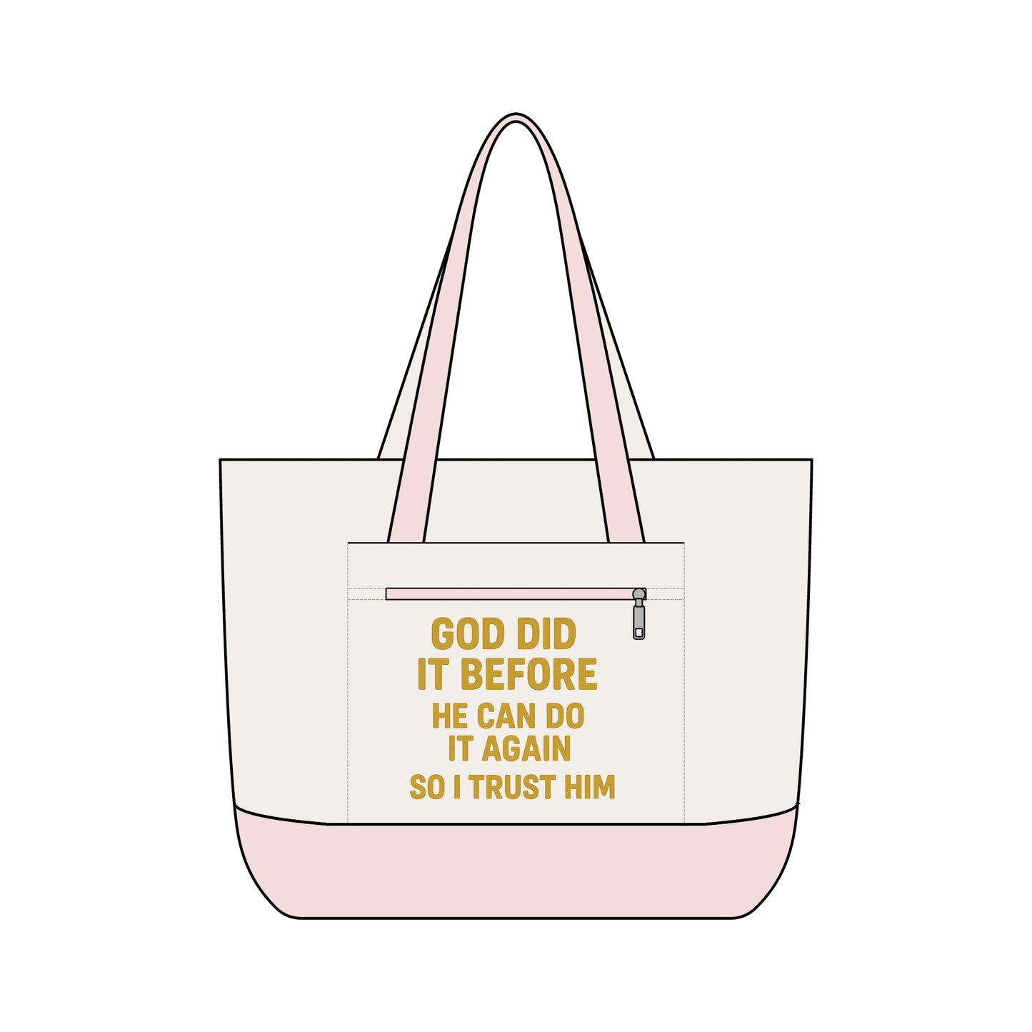 God Did It Before Zippered Canvas Tote — Faith Inspirational Tote Bag