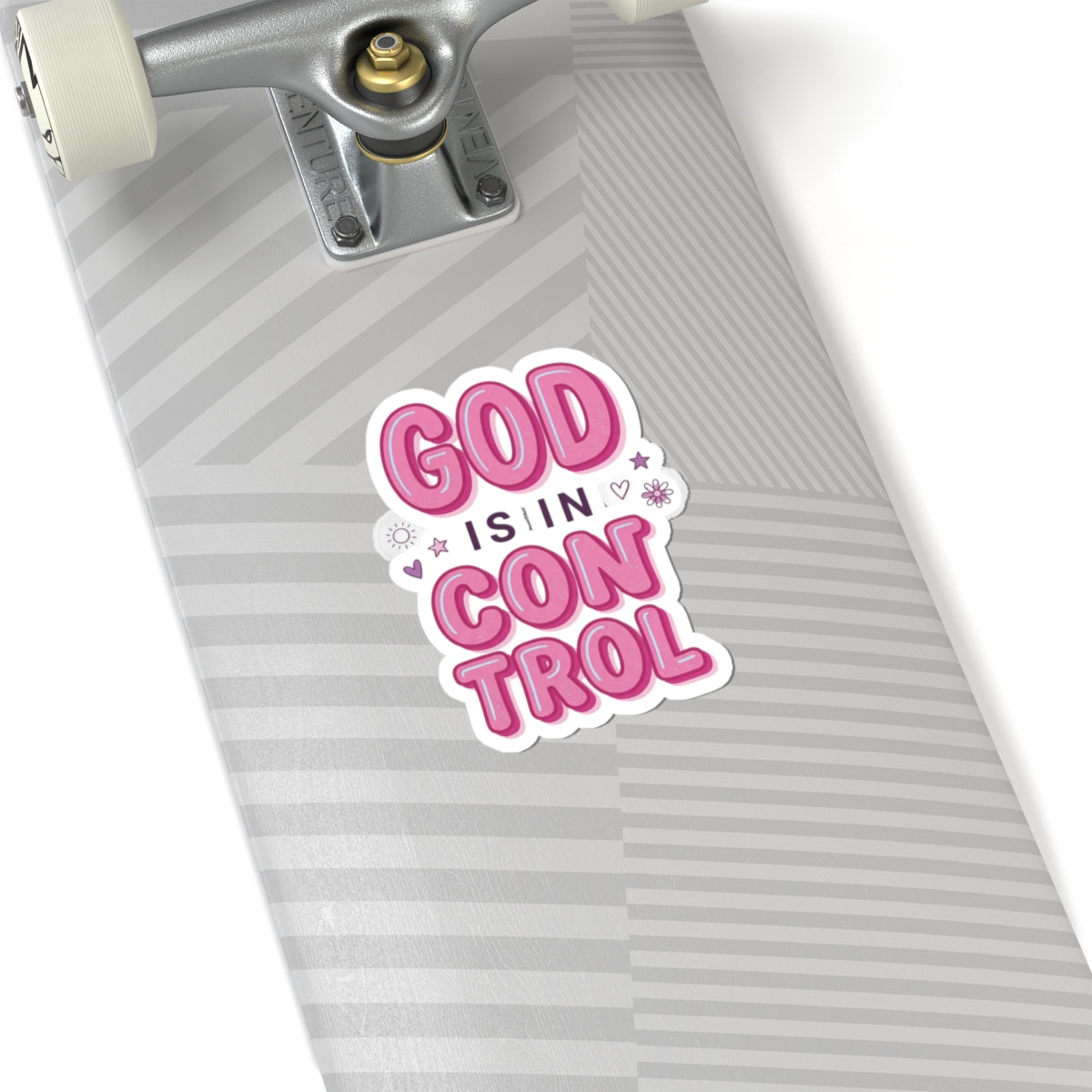 God Is In Control Sticker | Christian faith, playful rainbow script