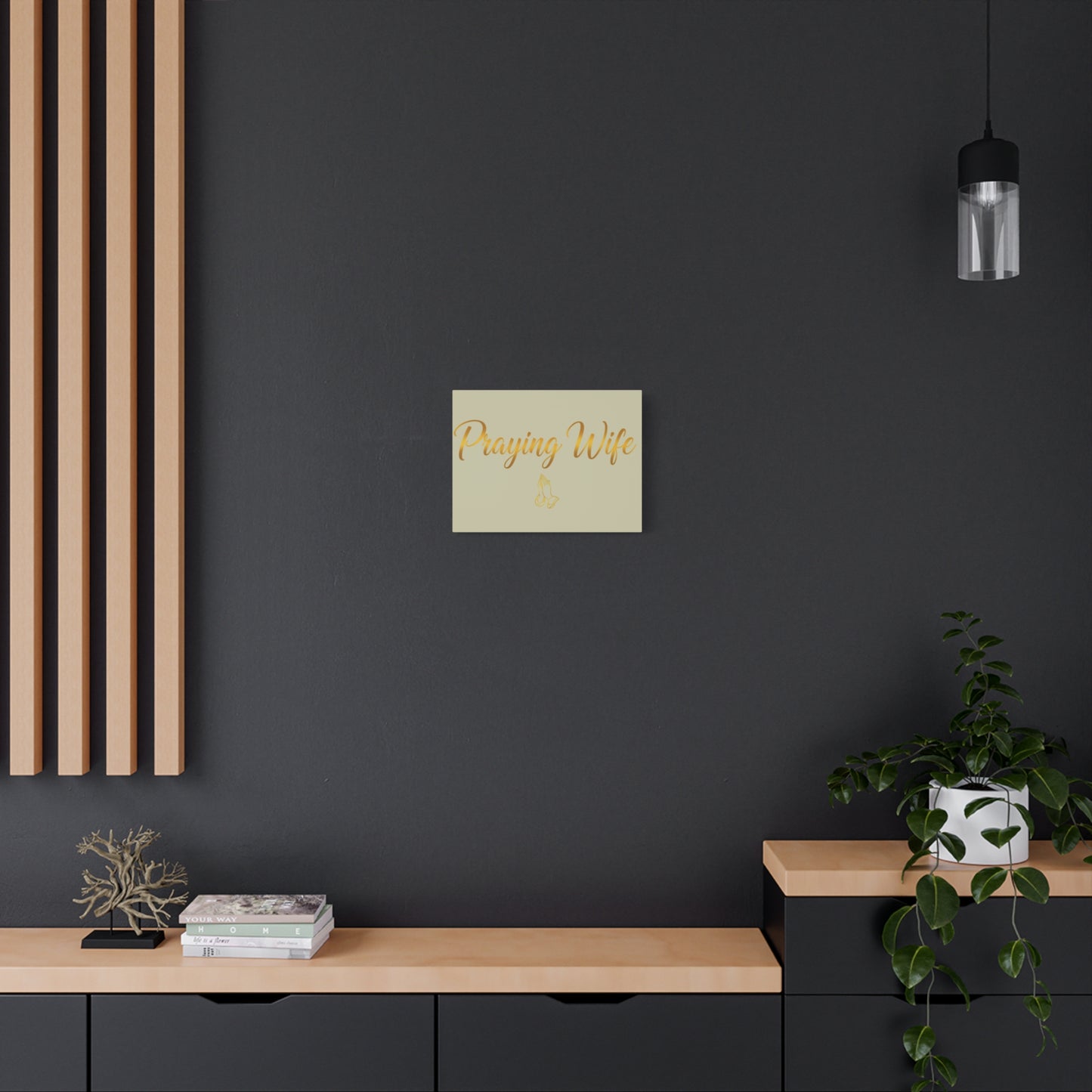 Praying Wife Canvas Wall Art – Gold Script Religious Home Decor