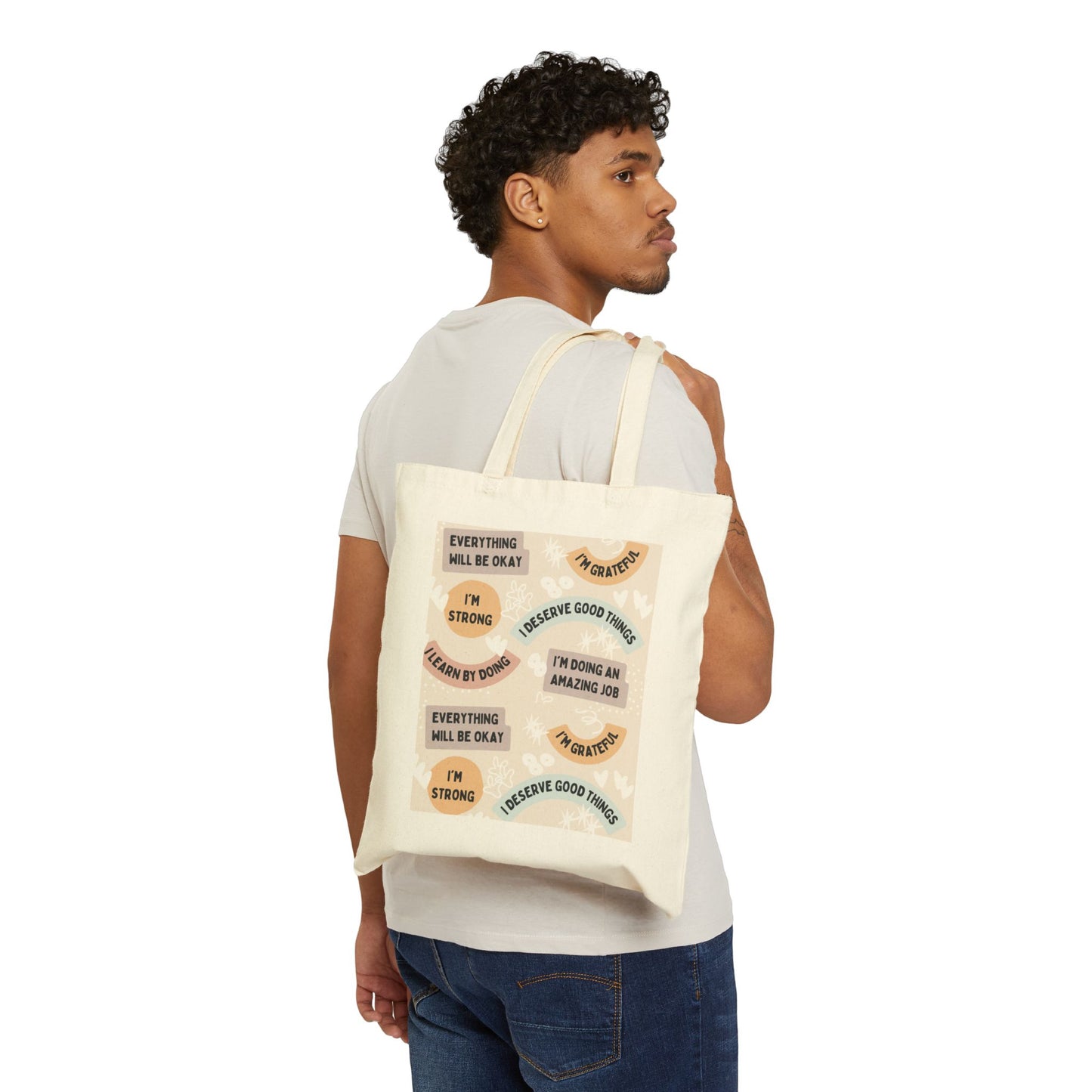 Inspirational Cotton Canvas Tote Bag for Daily Use, Motivational Gift, Reusable Shopping Bag, Affirmation Tote, Eco-Friendly Bag